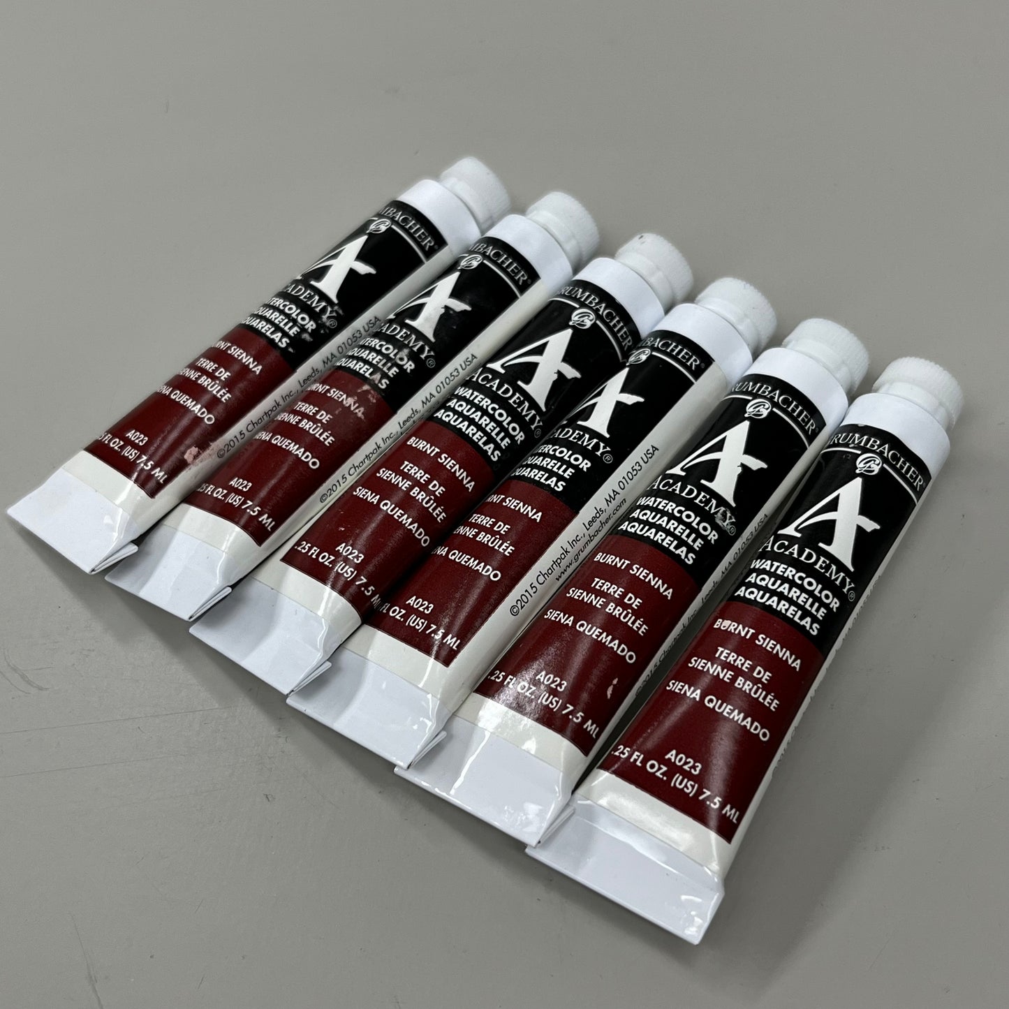 GRUMBACHER 6-PACK! Academy Watercolor Paint Burnt Sienna .25 fl oz / 7.5 ml A023 (New)