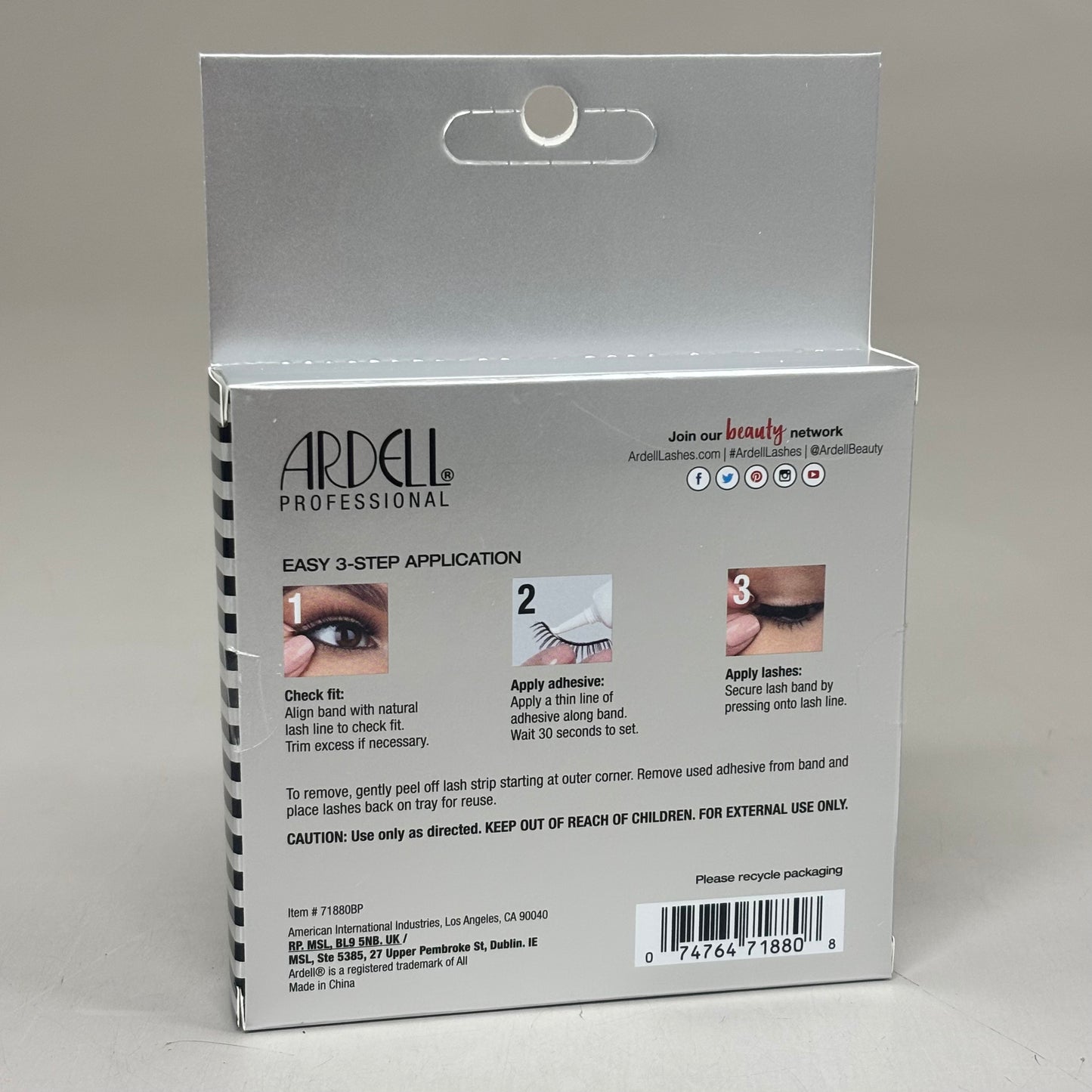 ARDELL (4 PACK, 4 PAIRS EACH) Volume 3D Faux Mink Eyelashes Invisiband Black 854