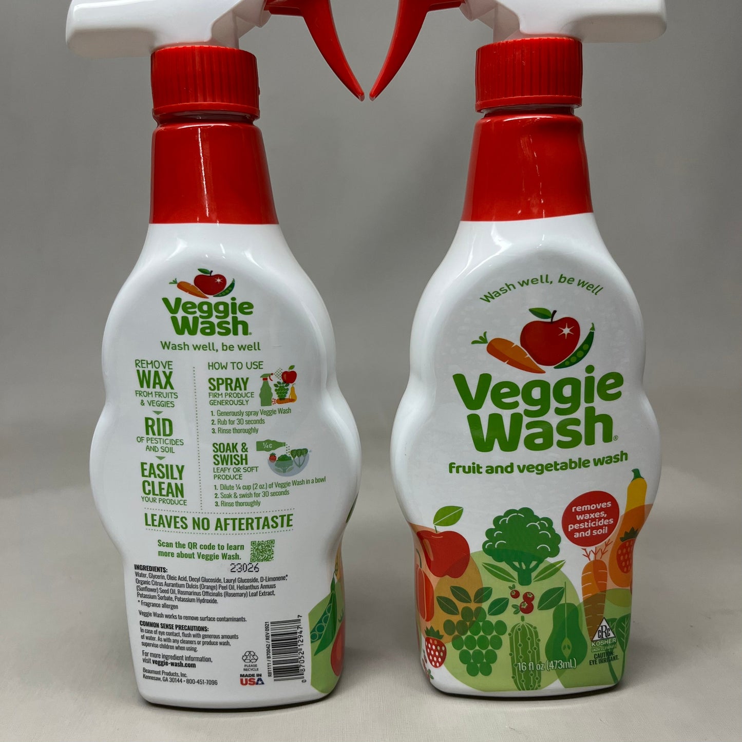 ZA@ VEGGIE WASH 2-PACK! Fruit and Vegetable Produce Wash Soap 16 fl oz. E R81111 (New) F