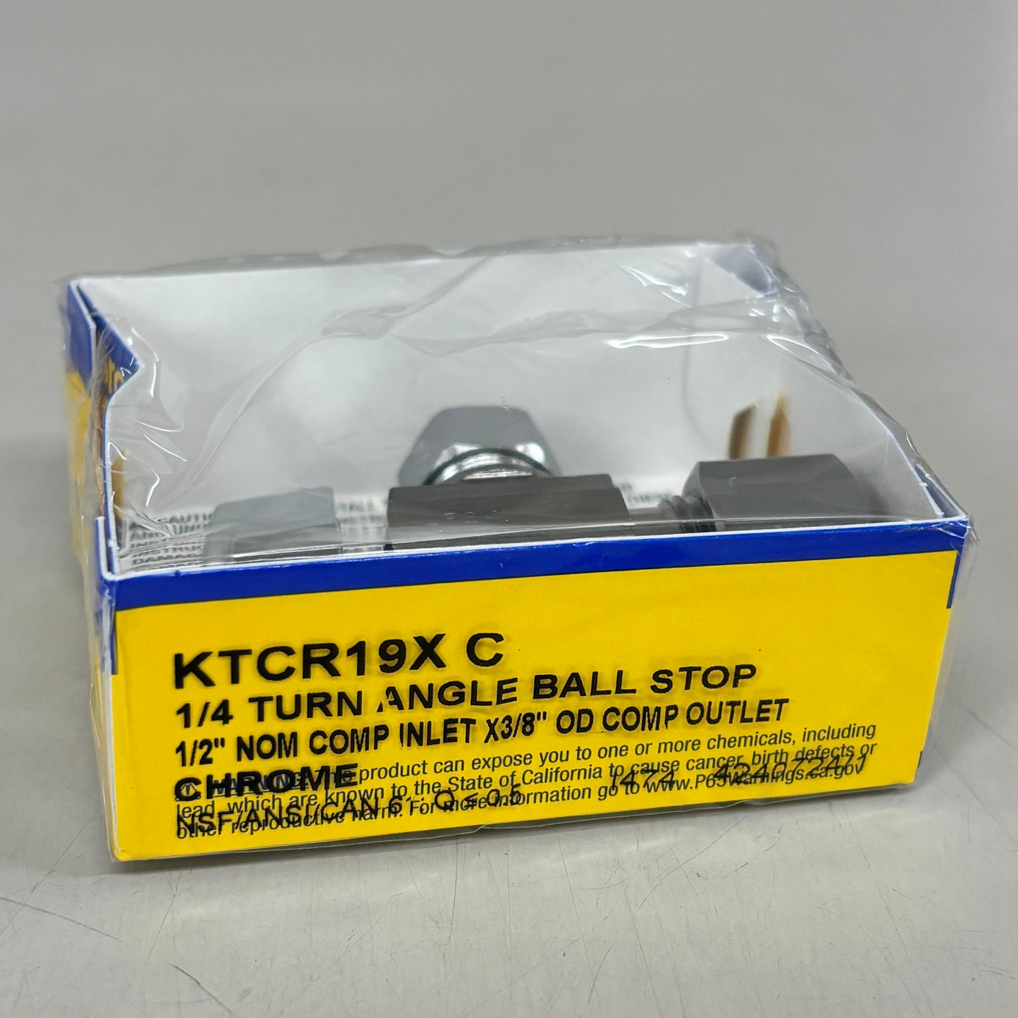 BRASSCRAFT 1/4 Turn Angle Ball Stop 1/2" NOM COMP In X 3/8" OD COMP Out KTCR19XC