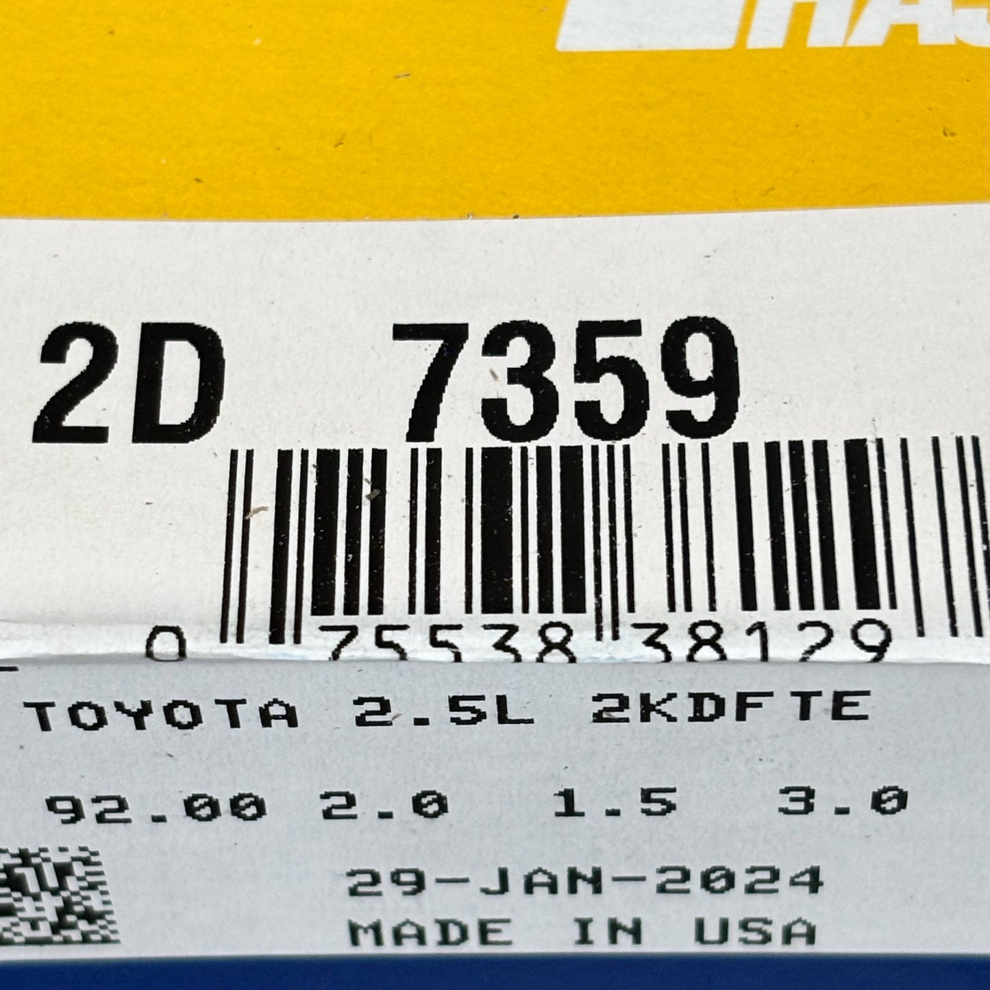 HASTINGS Piston Rings Set Of 4 For Toyota 2.5L Diesel 2KD-FTV 4 Cyl 92.00 2D7359