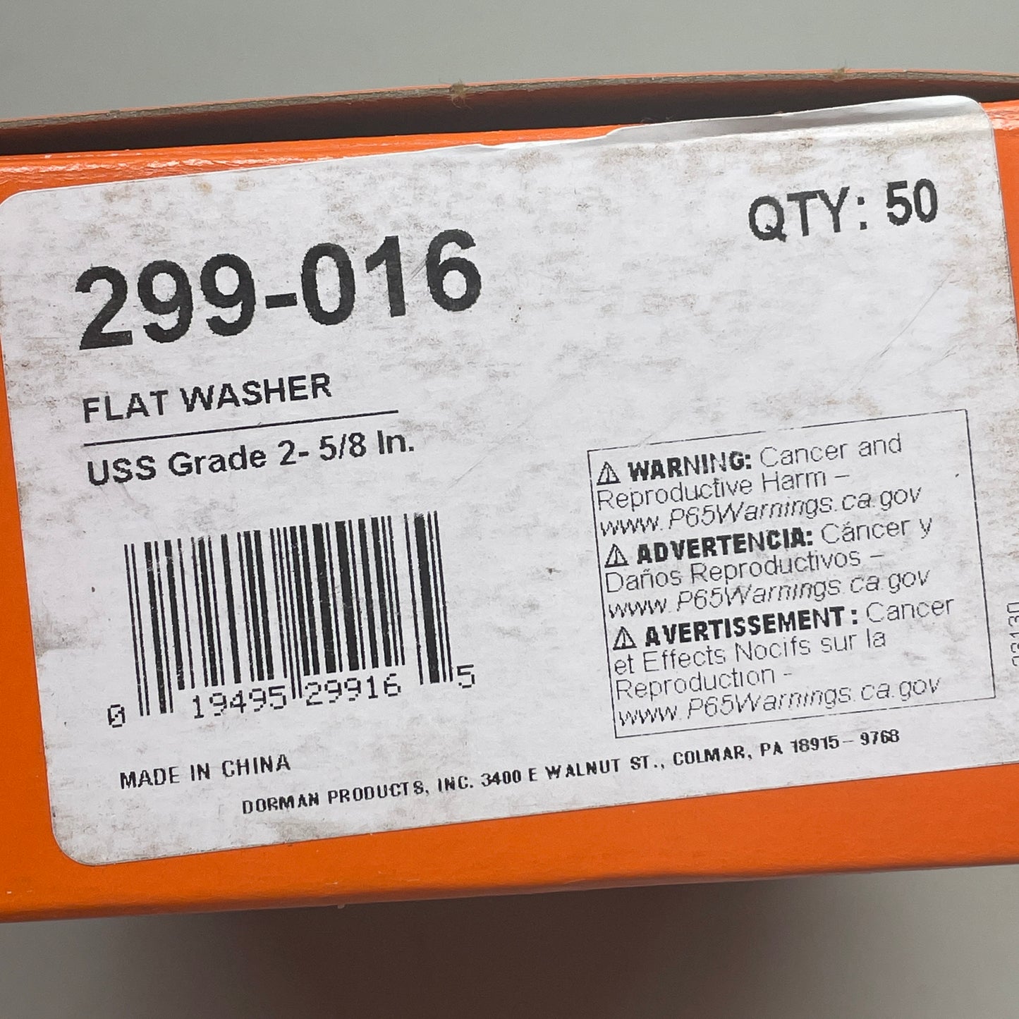 DORMAN (Box of 50) Flat Washers 299-016