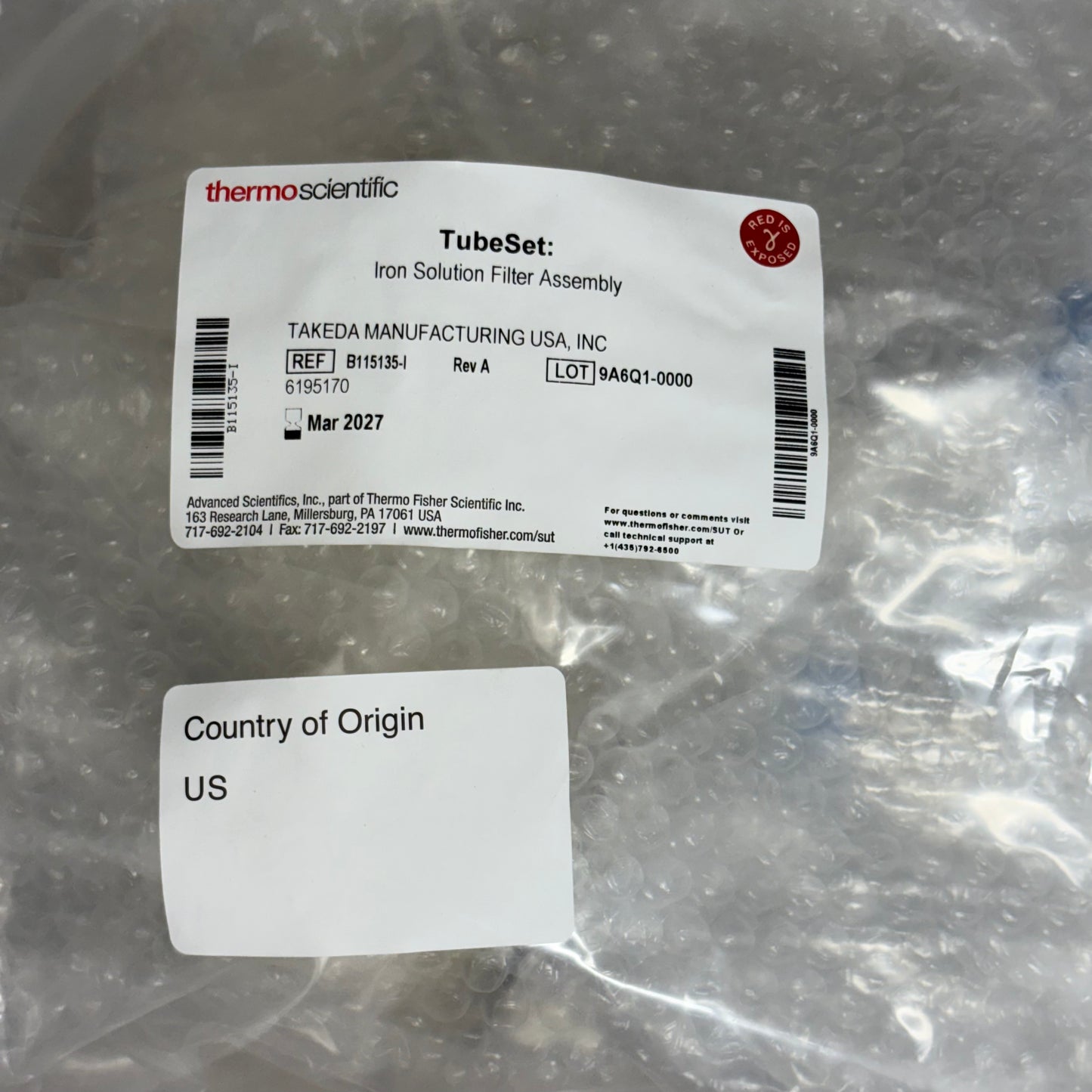 THERMO SCIENTIFICQ Iron Solution Filter Assembly Transparent B115135-I