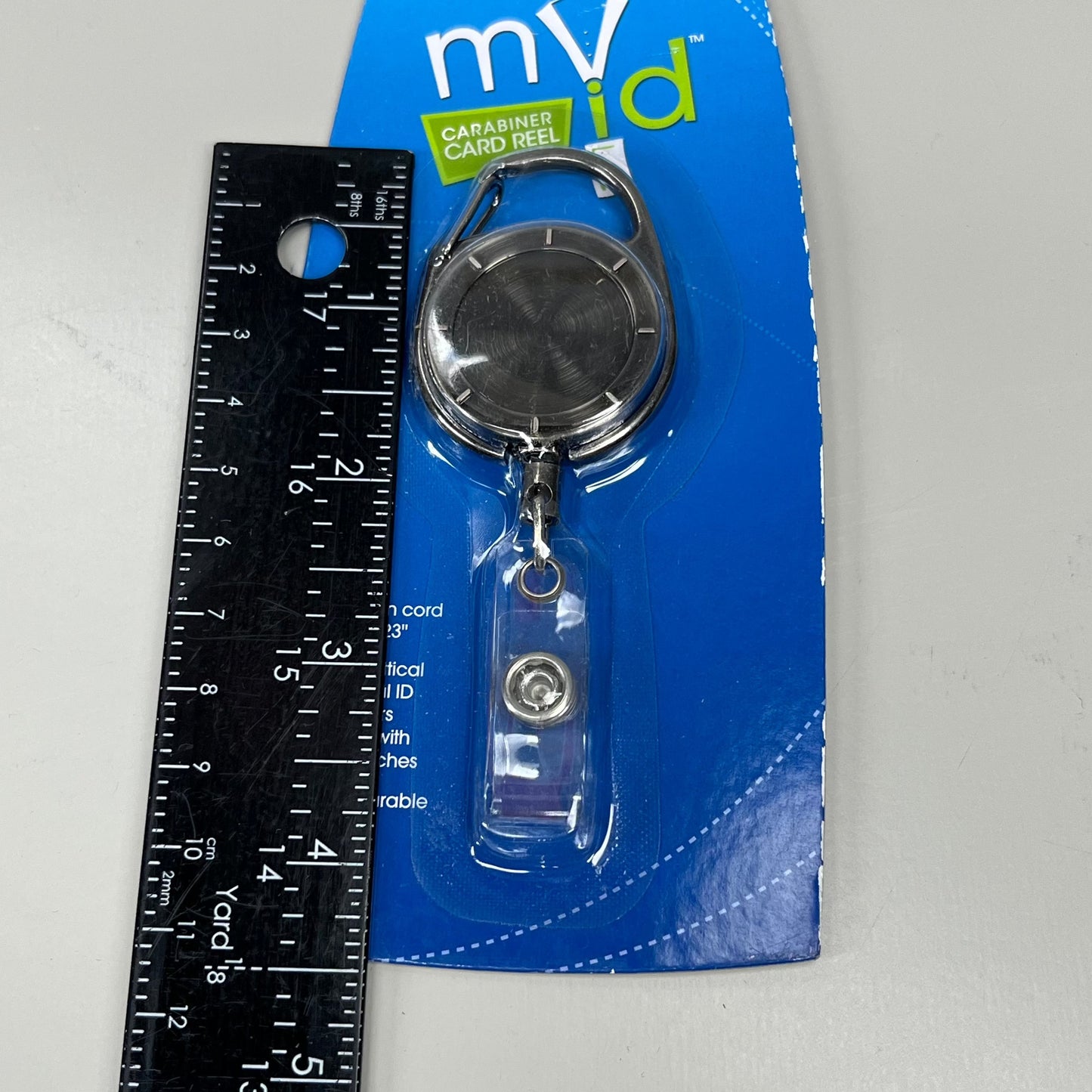 MYID 2-PACK! ID Carabiner Card Reel Badge Holder Extends to 23" Grey 038941 (New)