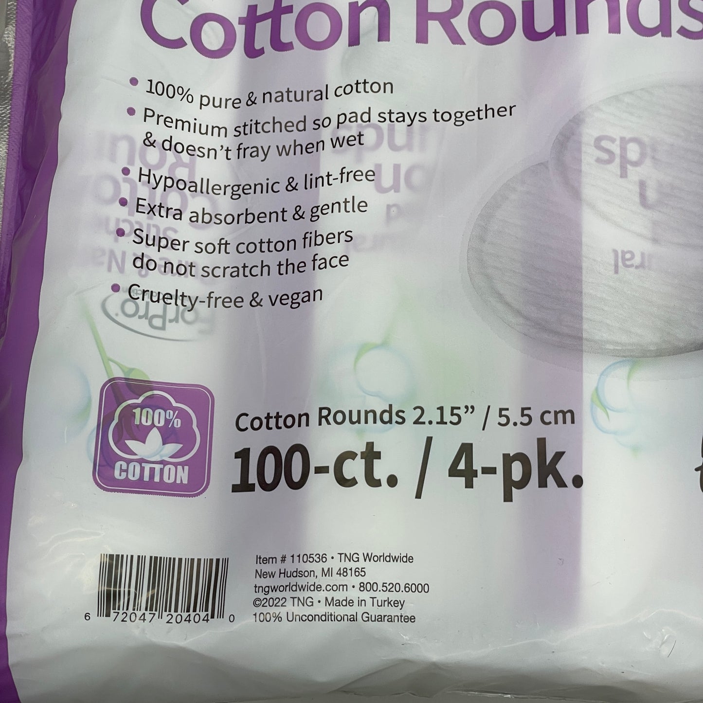 FORPRO (2 PACK) Pure & Natural Stitched Cotton Rounds 400 Rounds Per Pack 110536