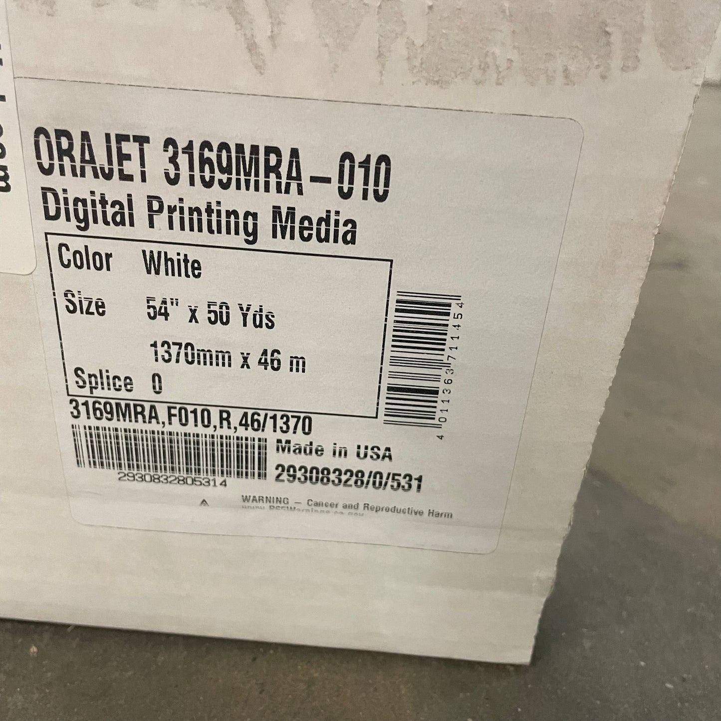 ORAFOL 3651 ORAJET Digital Printing Media 54"X50"Yds 4Mil Thick White 3169MRA-010