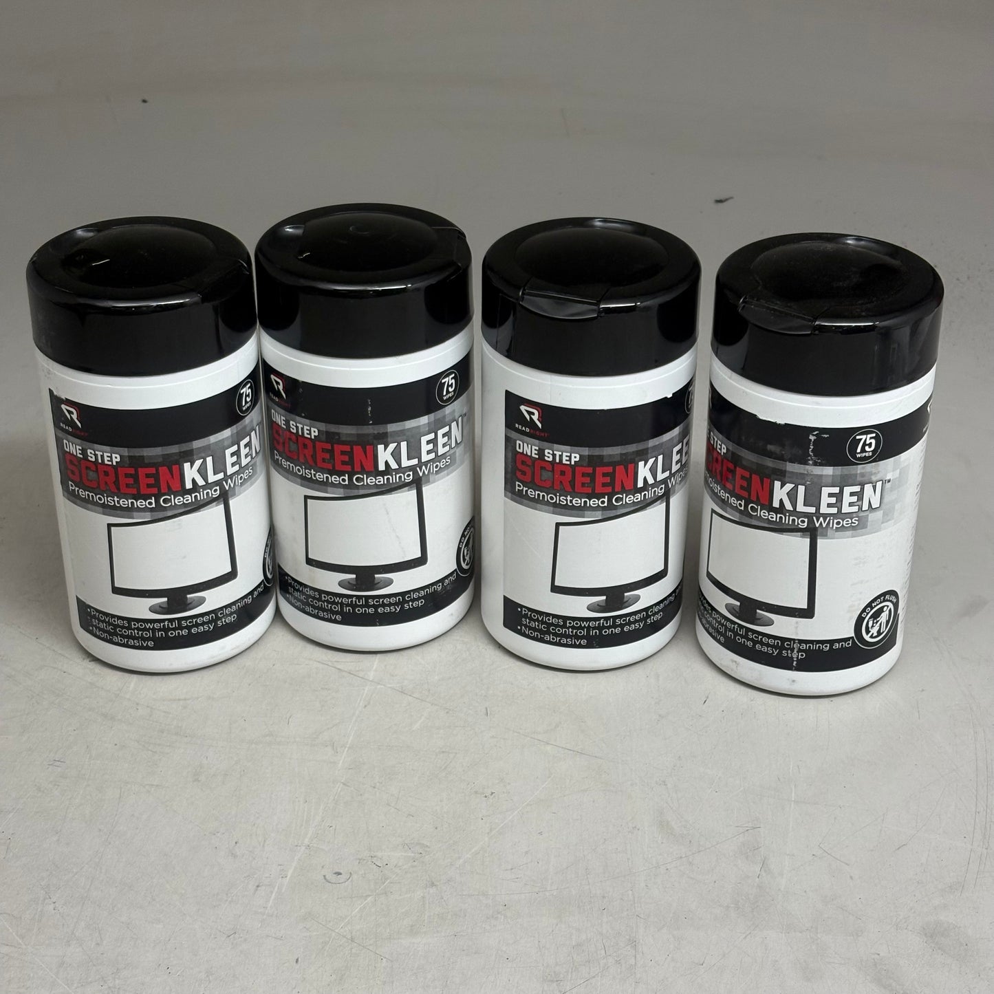 (4 PACK) ADVANTUS Read Right OneStep Screen Cleaner Wet Wipes 75 wipes 054915002482