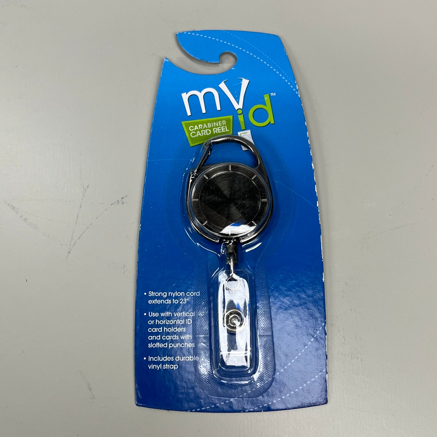 MYID 2-PACK! ID Carabiner Card Reel Badge Holder Extends to 23" Grey 038941 (New)