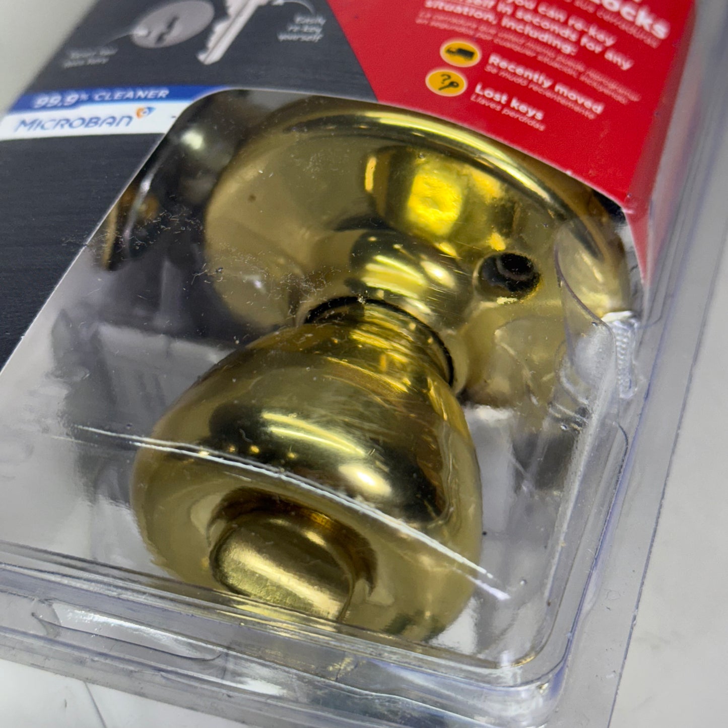 KWIKSET Smartkey Security Keyed Entry Door Knob w/ Microban Gold 94002-951