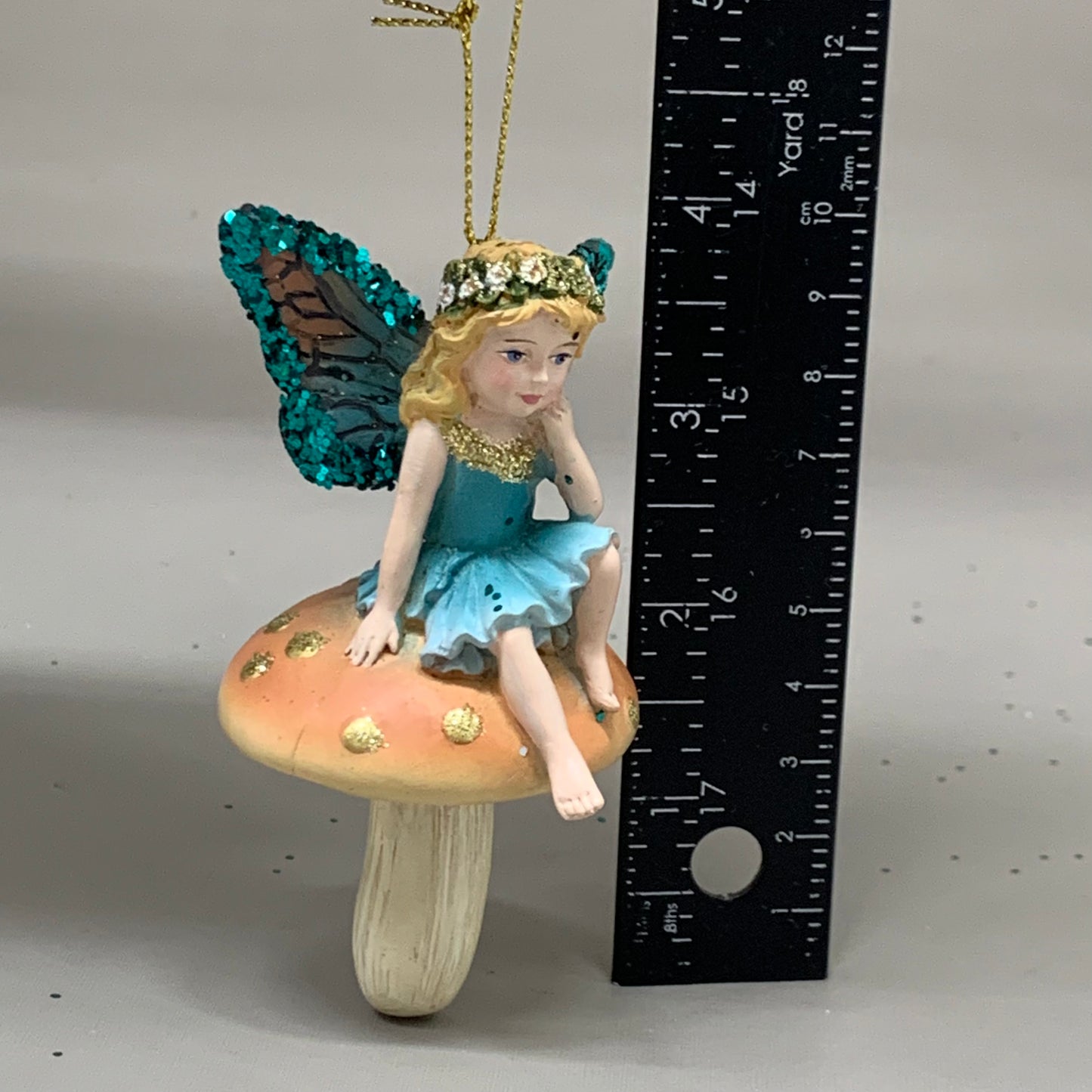 KURT S. ADLER (6 PACK) Fairy Blonde Sitting On Mushroom Christmas Ornament 4“ E0916