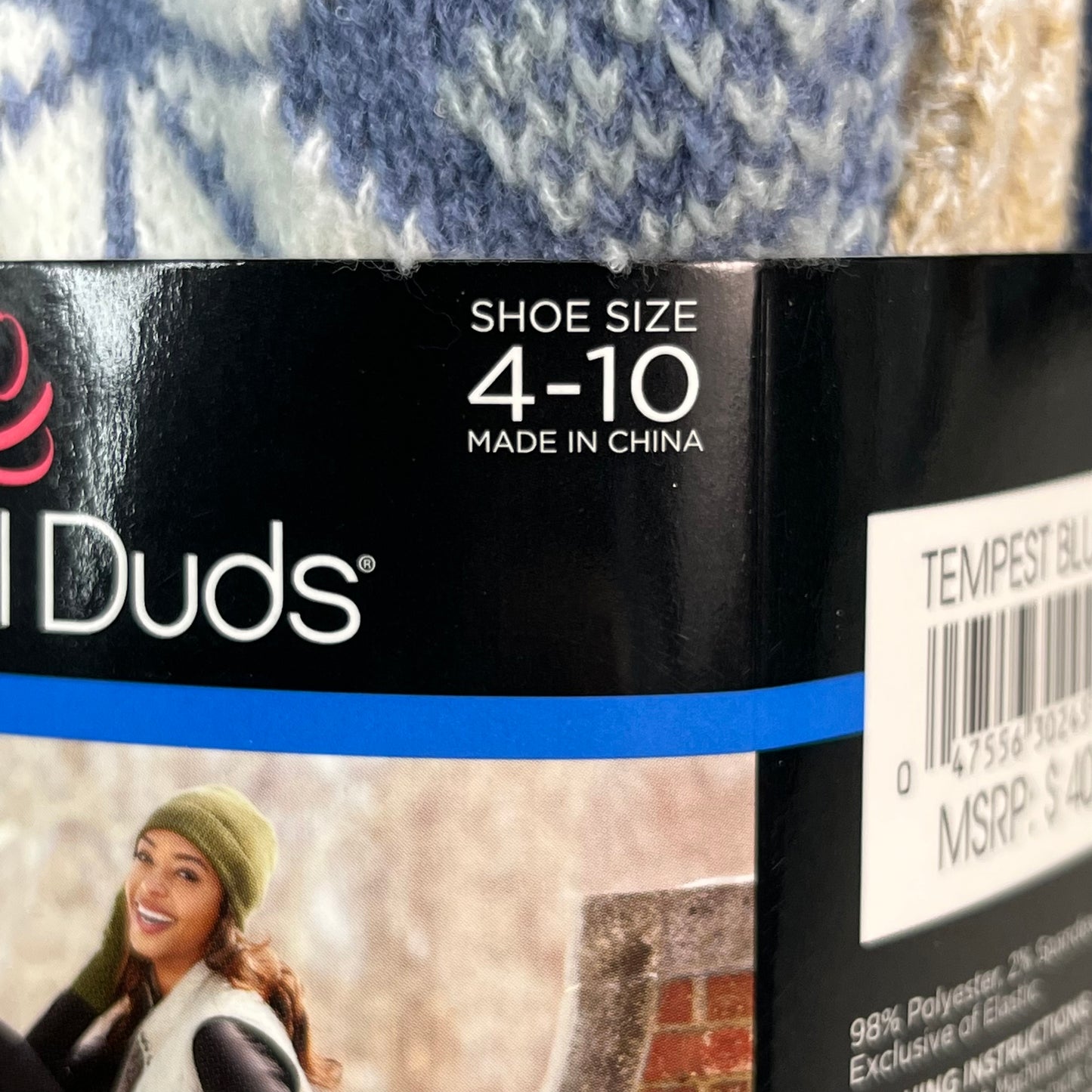 CUDDLE DUDS Soft Boot Crew Socks Plushfill 4 Pair Sz 4-10 Tempest Blue (New)