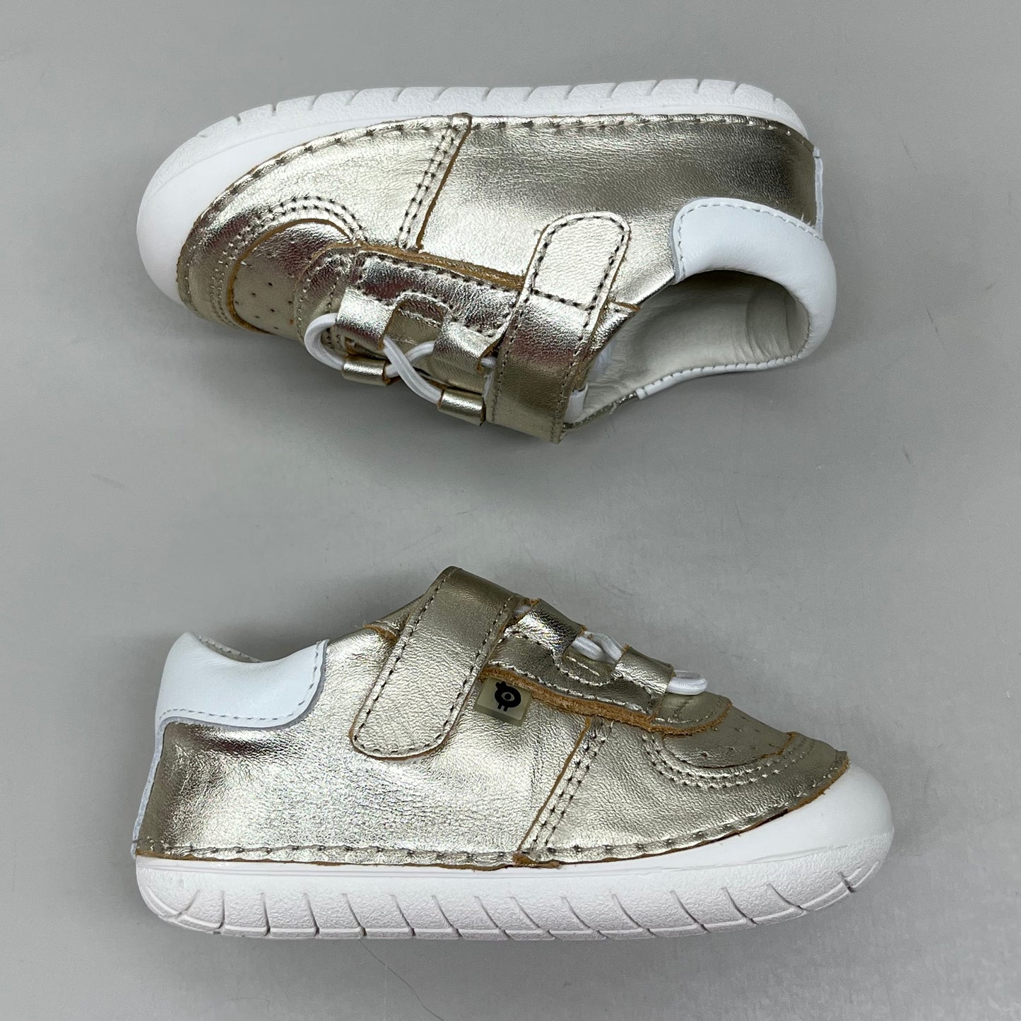 OLD SOLES Baby Rebel Pave Leather Shoe Sz 24 US 8 Gold/White #4090