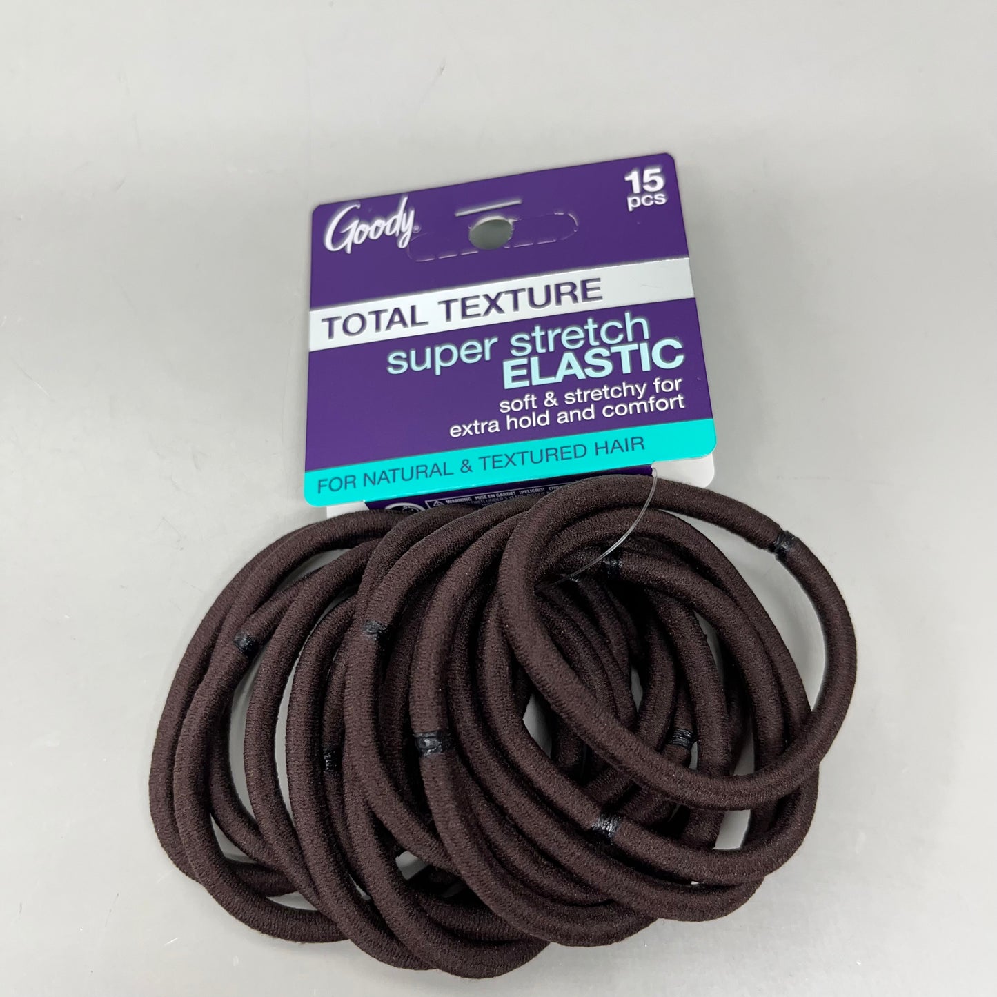 GOODY 3 Sets of 15! Super Stretch Elastic for Natural/Thick Hair 45 CT Brown 3001163 (New)