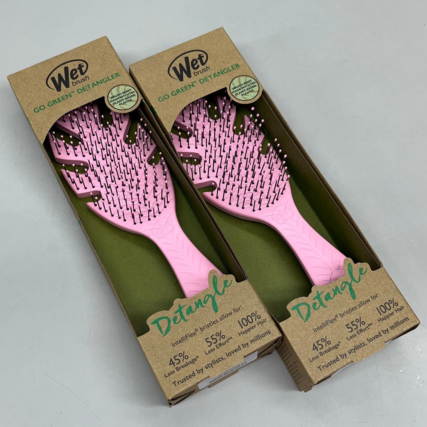 WET BRUSH (2 PACK) Go Green Detangler Brush Pink GYBIO830ASST