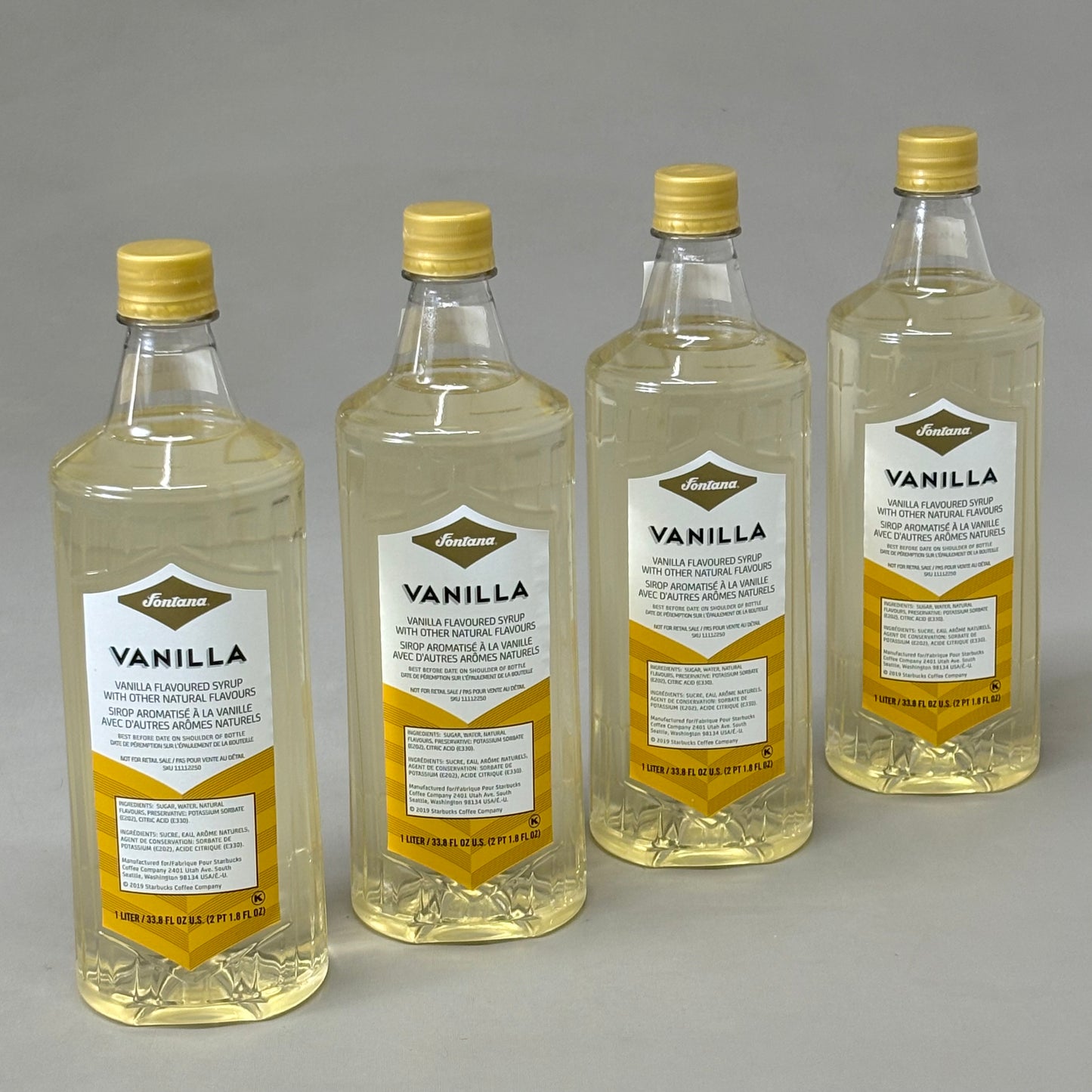 STARBUCKS (4 PACK!) Fontana Vanilla Flavored Syrup 33.8 fl oz/bottle BB: 07/2025