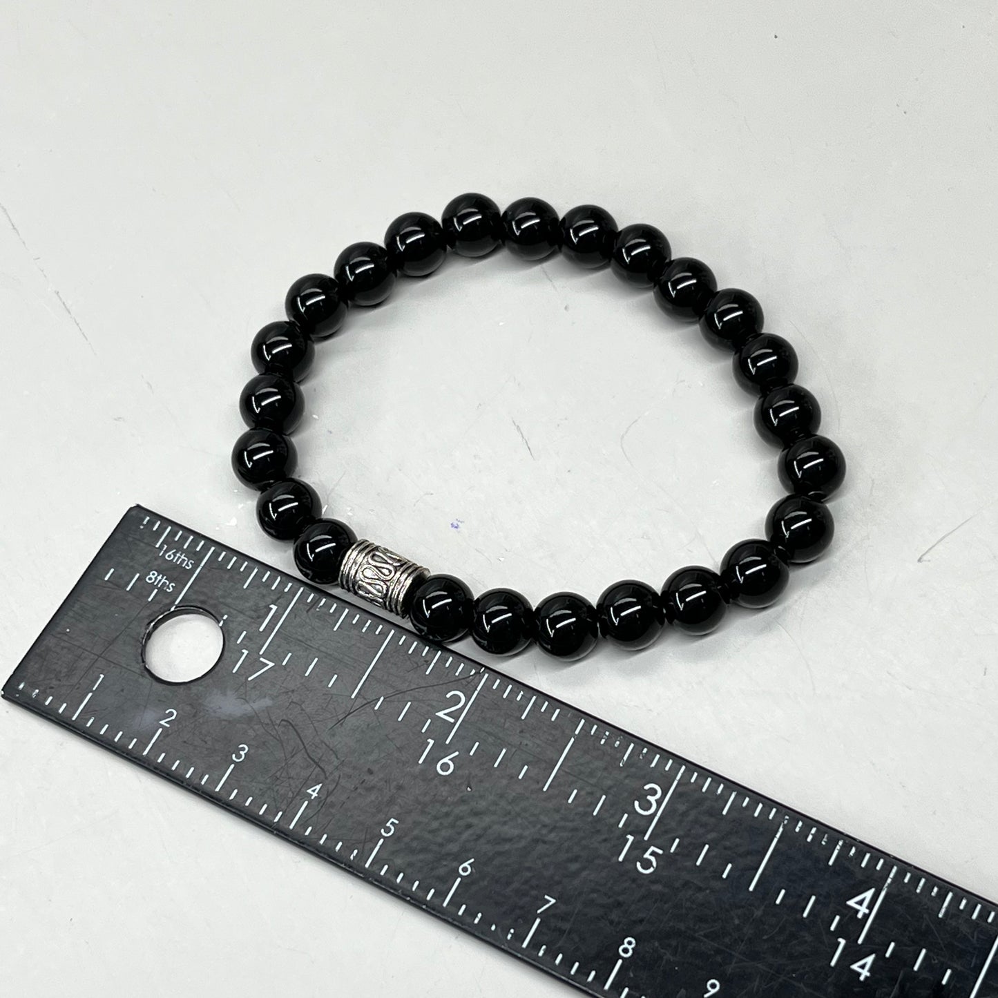 BEST WHOLESALE 6-PACK! Beaded Black Crystal Bracelets 3" Silver Jewel New