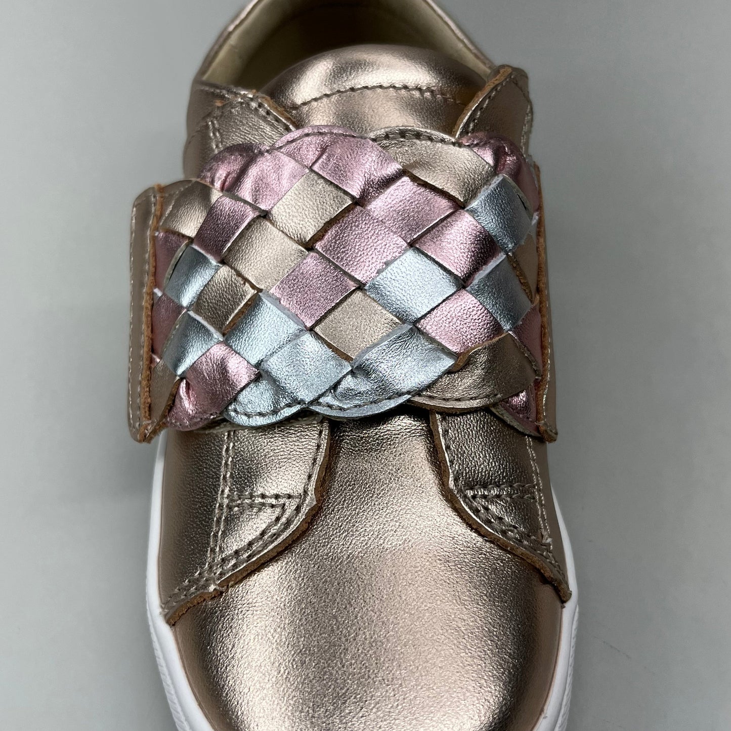 OLD SOLES Igster Sneakers Kid's Leather Shoe Sz 26 US 9.5 Copper/Silver/Pink Frost #6132