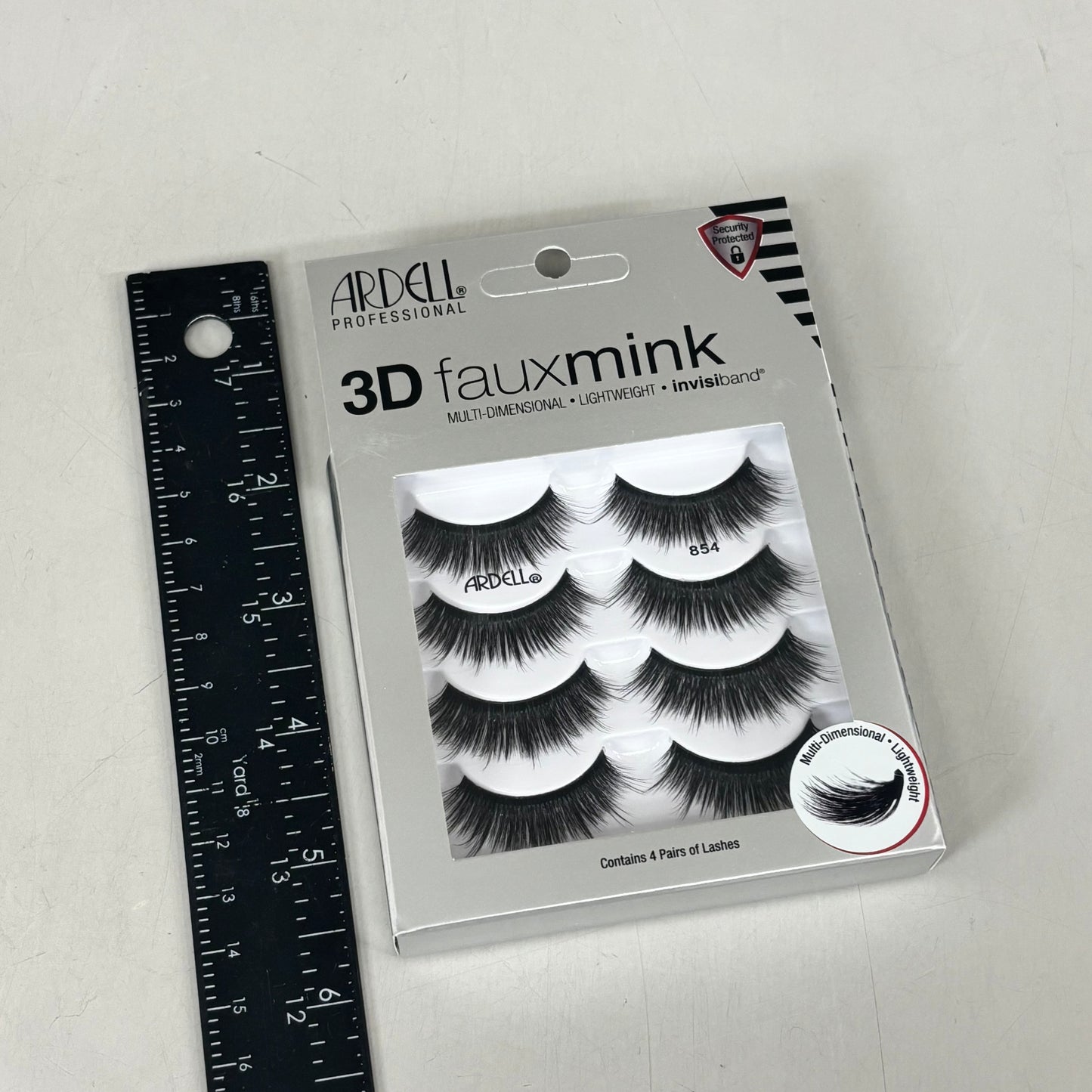 ARDELL (4 PACK, 4 PAIRS EACH) Volume 3D Faux Mink Eyelashes Invisiband Black 854