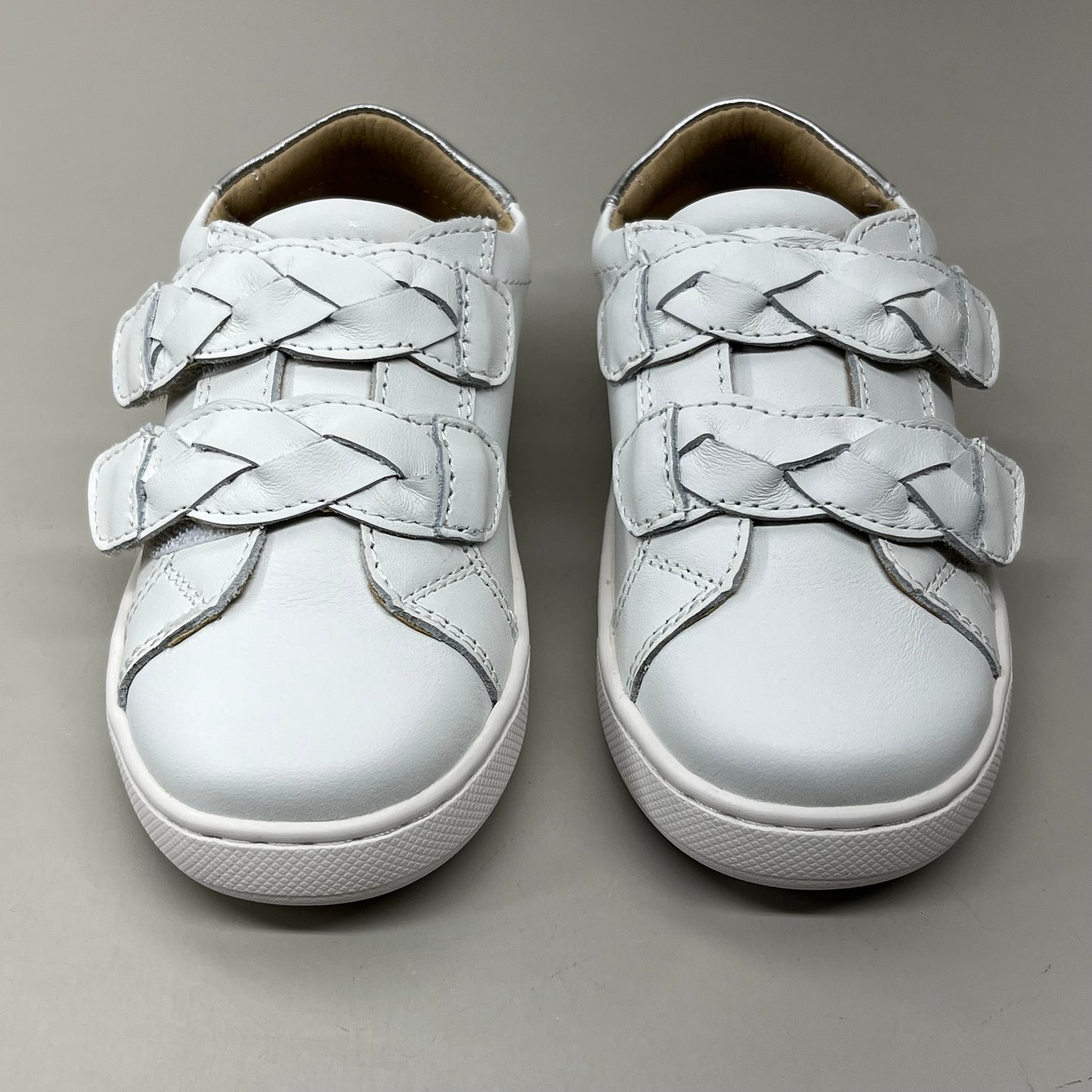 OLD SOLES Baby Plats Leather Shoe Sz 8 EU 24 Snow / Silver #6134
