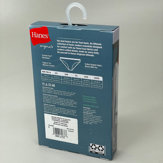 HANES 3 PACK!! Originals Women's Breathable Cotton Bikini Underwear Sz 6/M Blue/Buff/Pink 45UOBK