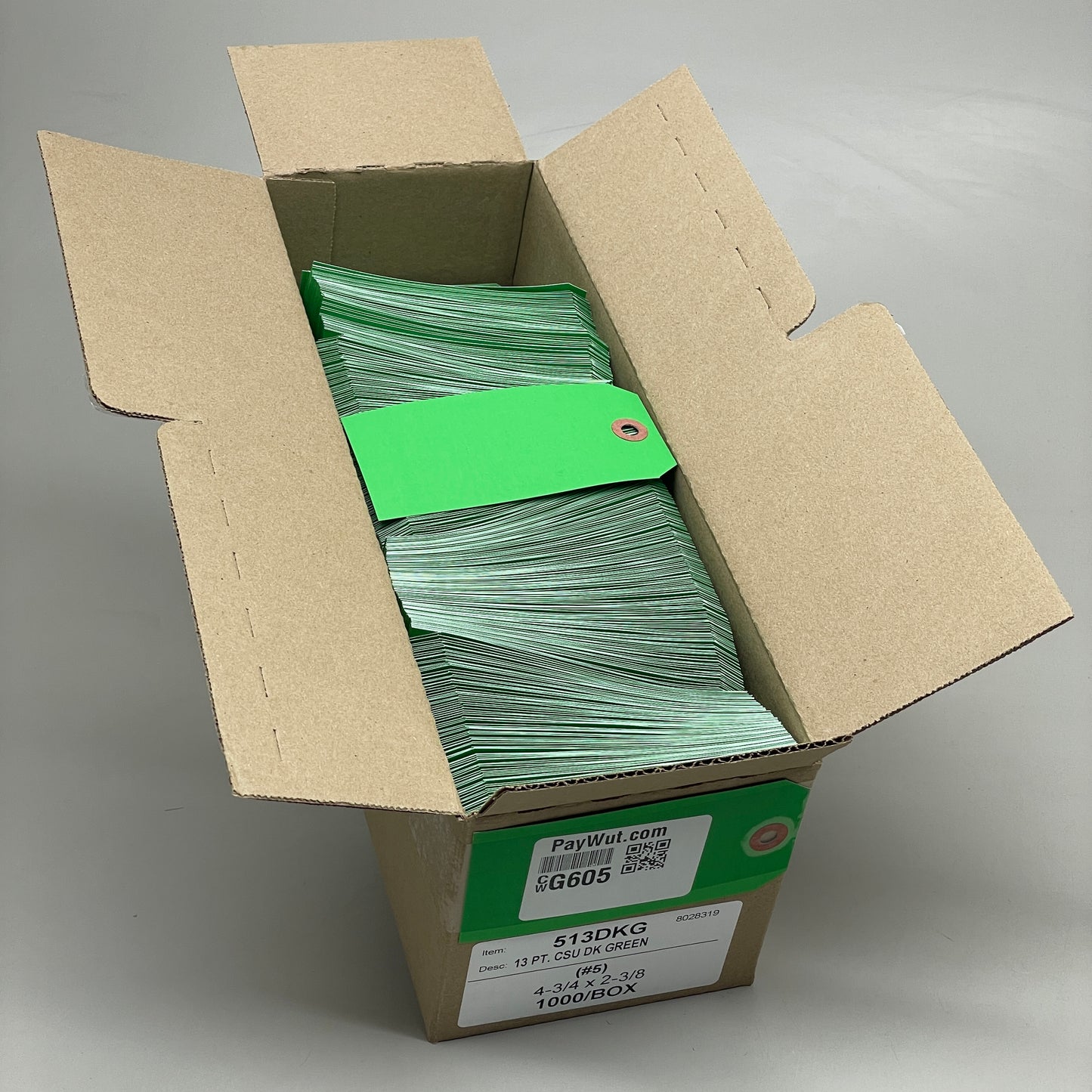 1,000 Shipping Hang Tags Dark Green 13 Pt. Cardstock 4 3/4" x 2 3/8" 513DKG