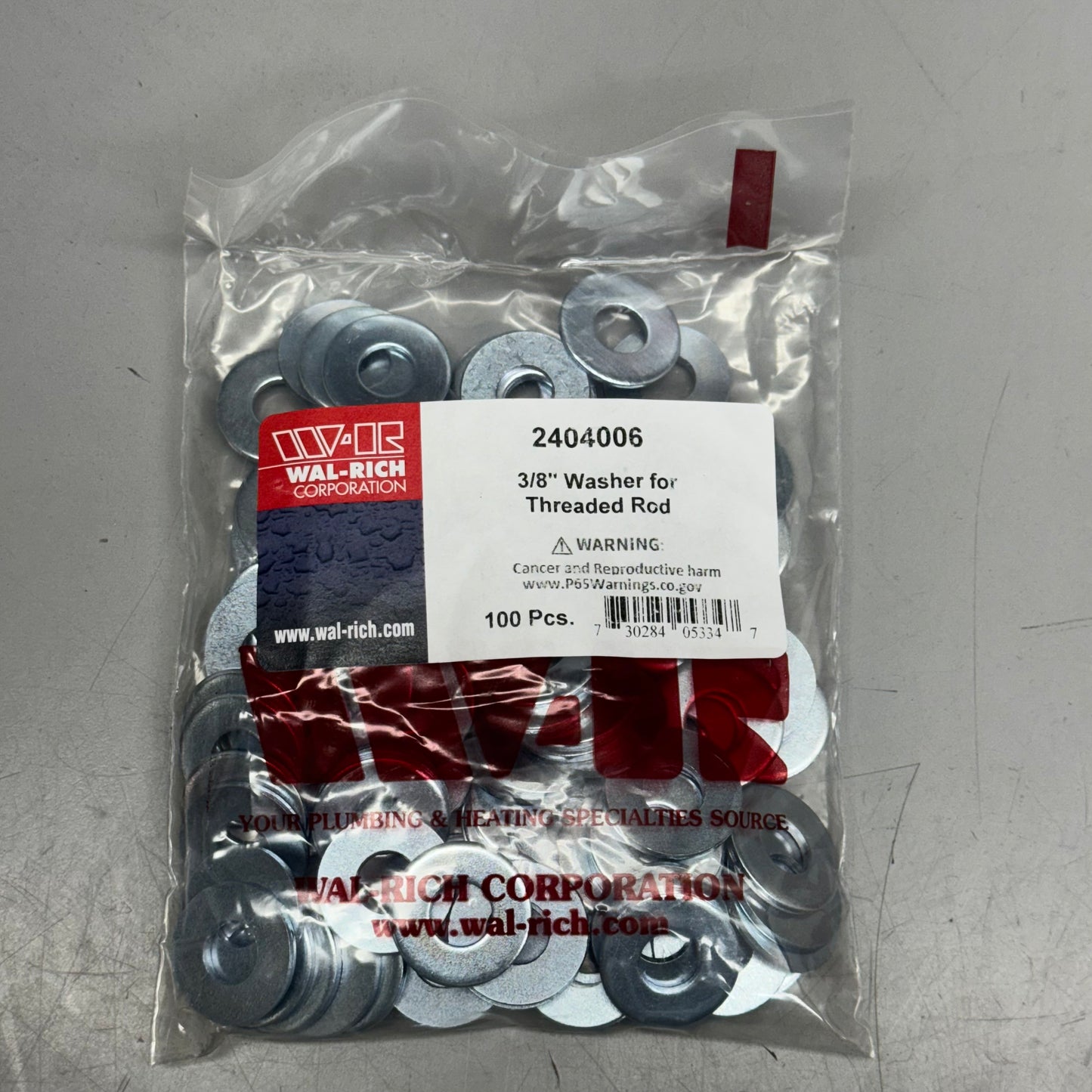 WAL RICH CORP (1000) 3/8 Washer For Threaded Rod 2404006