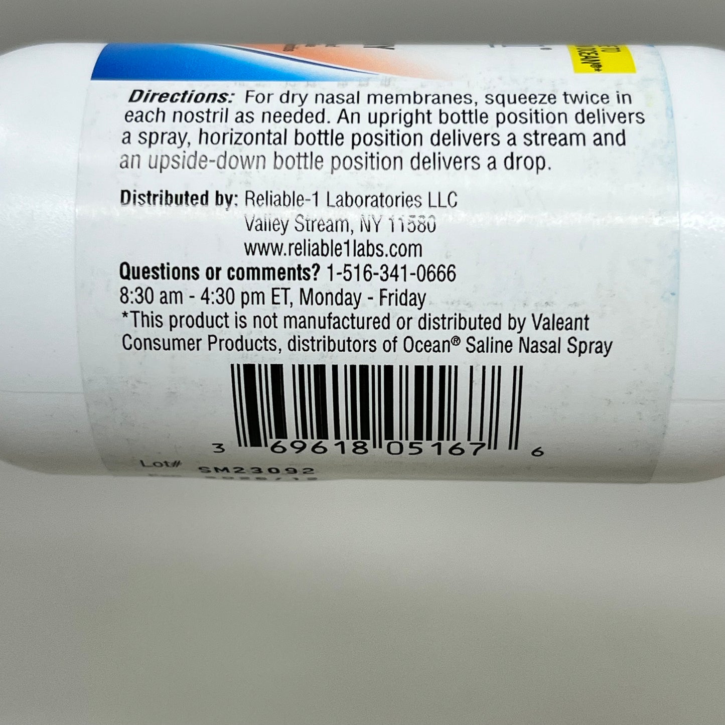 RELIABLE-1 (2 PACK) Saline Nasal Spray 3fl oz (90mL) SM23092 Exp. 12/2026