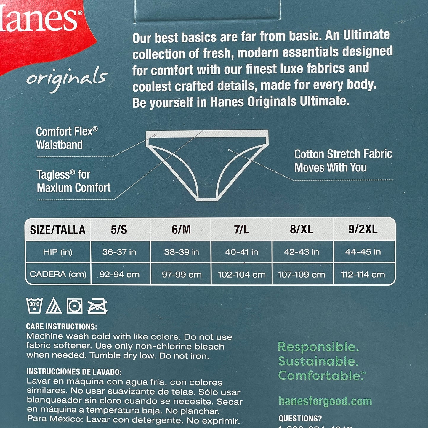 HANES 3 PACK!! Originals Women's Breathable Cotton Bikini Underwear Sz 5/S Blue/Buff/Pink 45UOBK