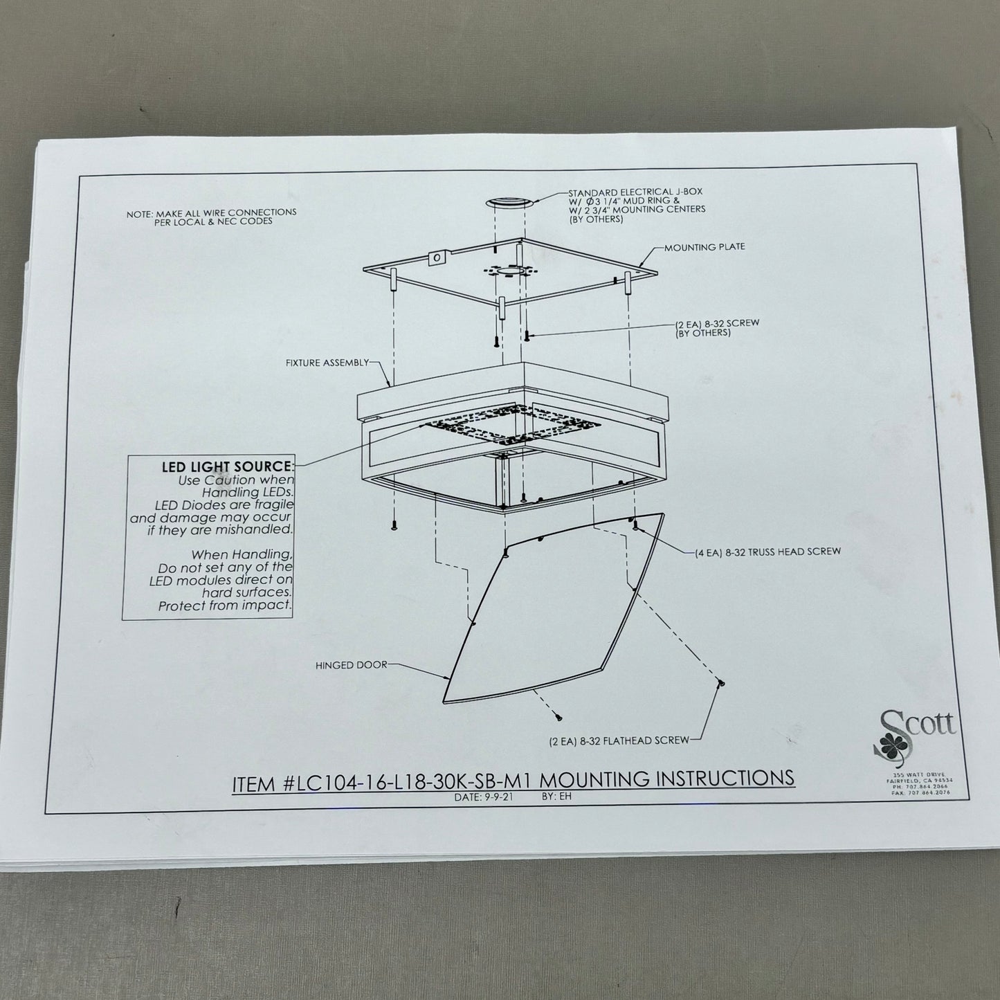 SCOTT LAMP CO. Aluminum Metal Housing Ceiling Lighting Gold/Broze LC103-18-KD-AL