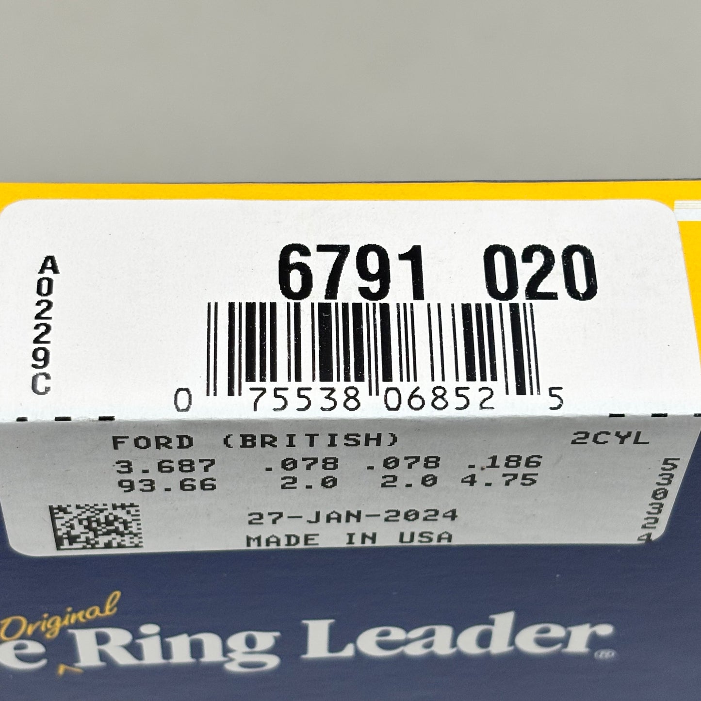 HASTINGS (SET OF 4) Piston Rings For Ford Car Capri 1969-77 3L 2 cyl. 6791 020