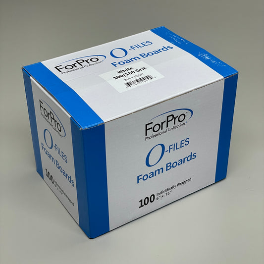 FORPRO O-Files Foam Board Double Sided Manicure Nail File 100/180 Grit (Box of 100) 100597