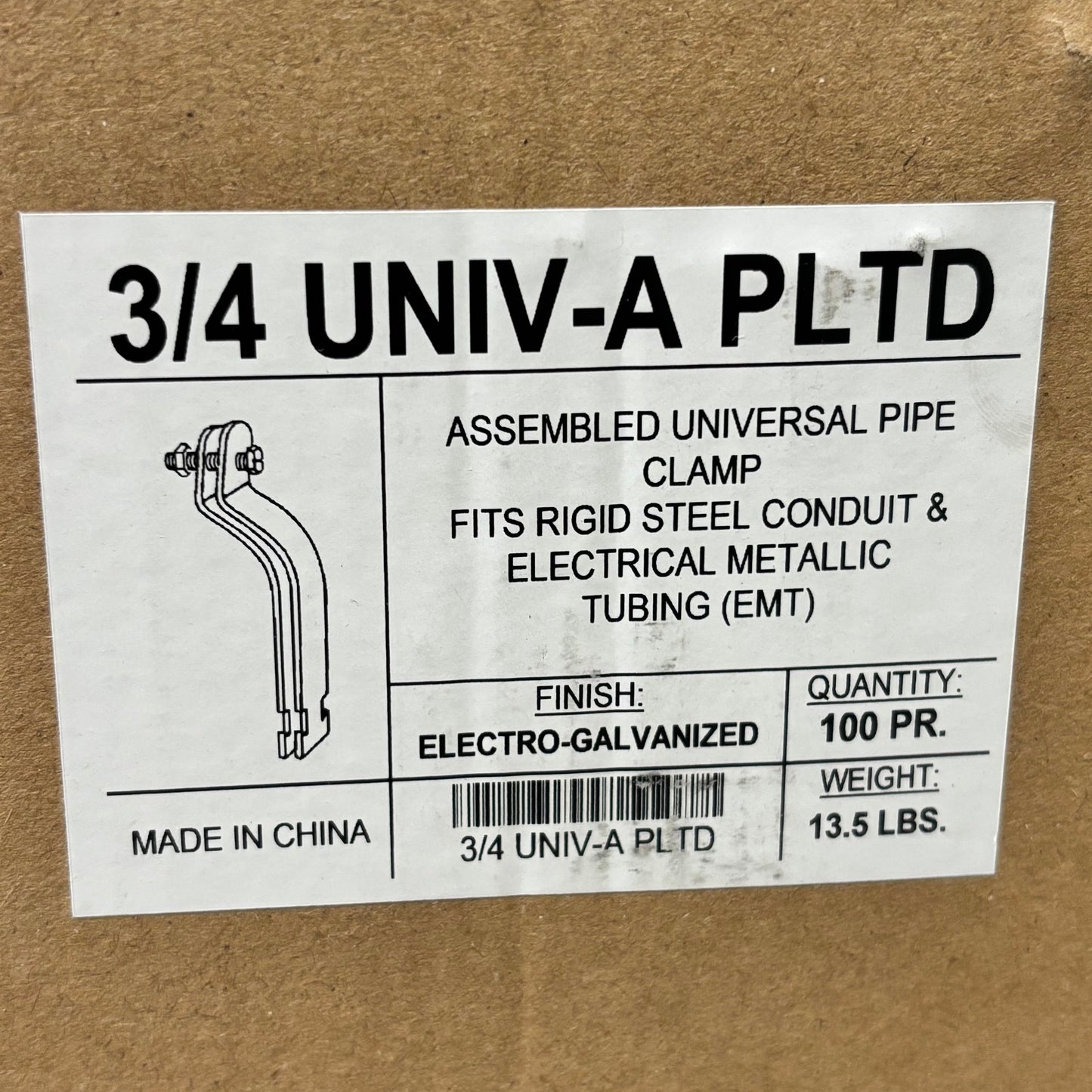 CENTAUR (100 PACK)Universal Durable Pipe Clamp WI UPC3/4 3/4" Chrome UNIV-A-PLTD
