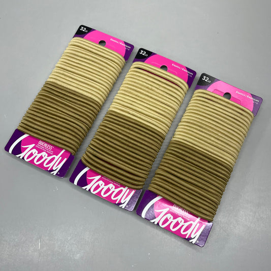 GOODY (3 PACK!) Ouchless Women's Medium Braided Hair Elastics Blonde 3000545