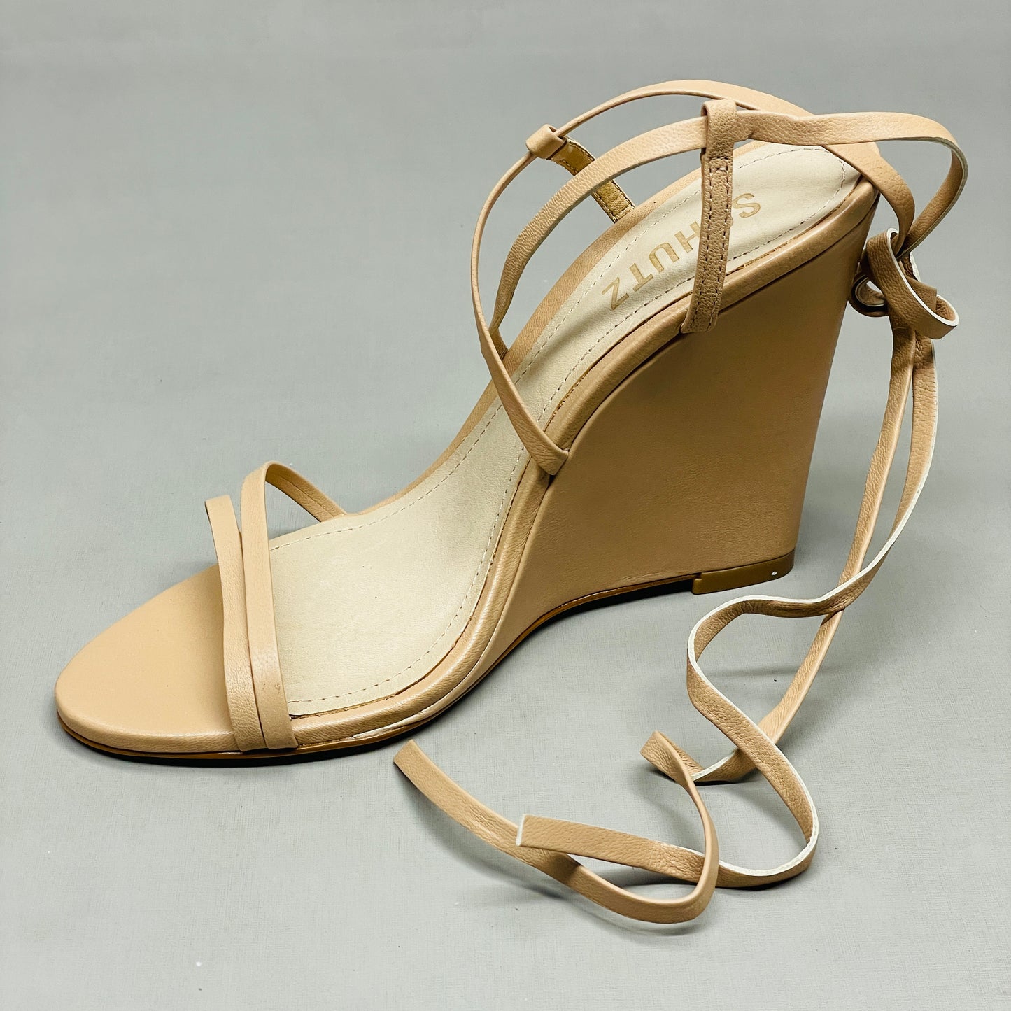 SCHUTZ Deonne Casual Deluxe Nappa Leather Sandal True Beige Sz 9 S013810172 (New)