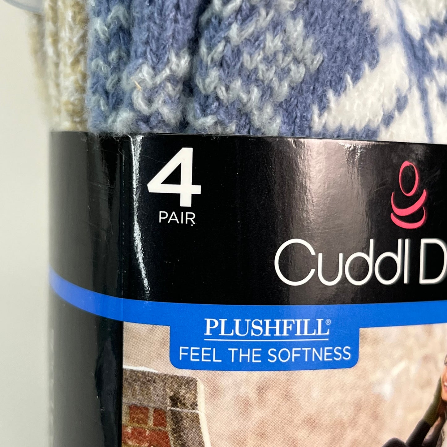 CUDDLE DUDS Soft Boot Crew Socks Plushfill 4 Pair Sz 4-10 Tempest Blue (New)