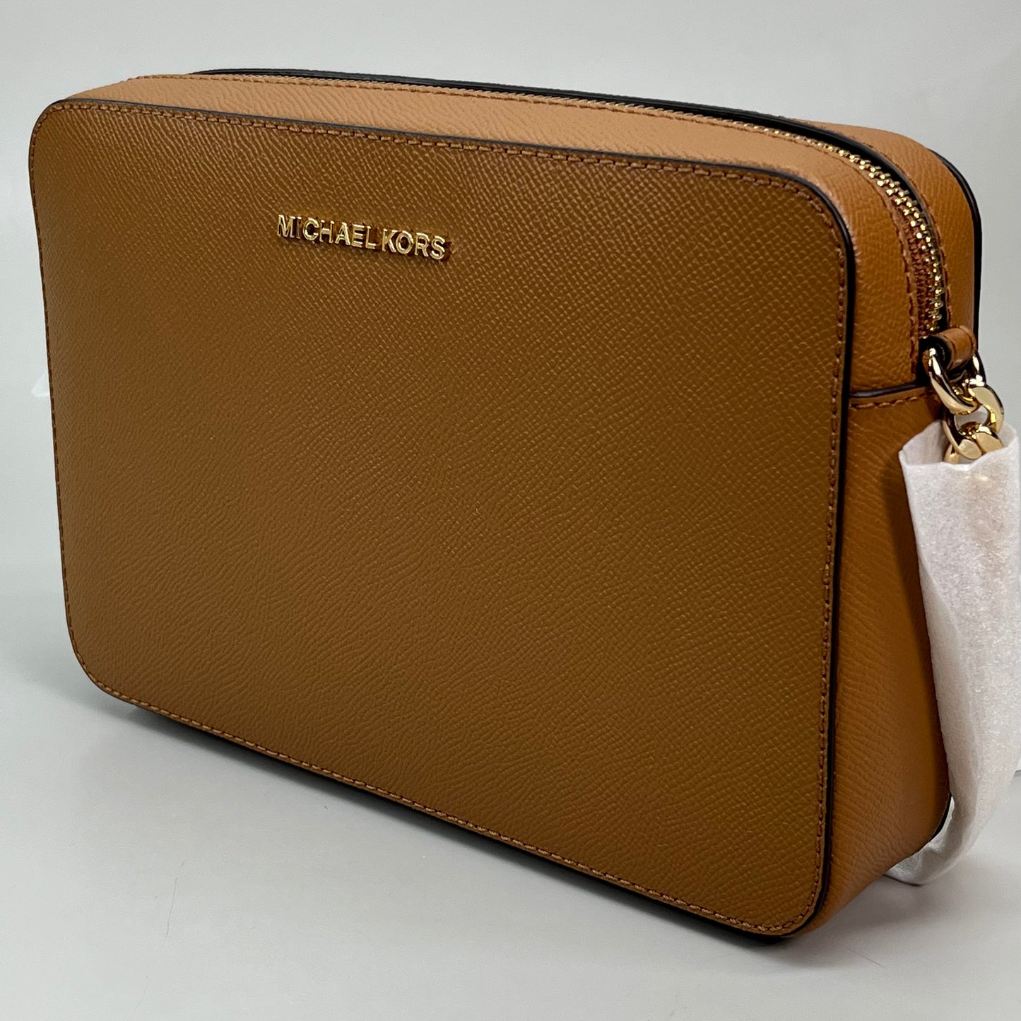 Michael Kors Jet Set Large Saffiano Leather Crossbody Bag Acorn