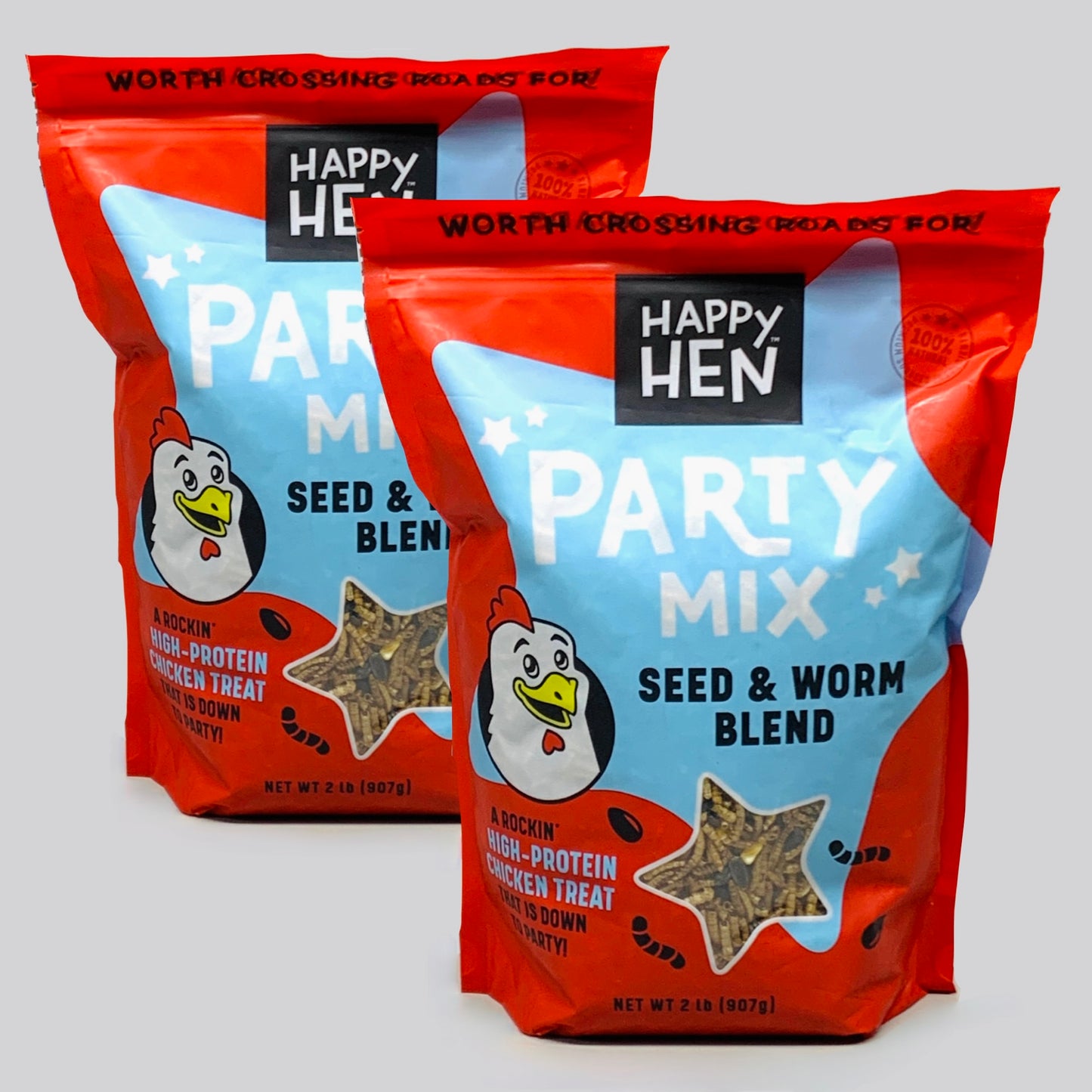 HAPPY HEN (2 PACK) Party Mix Seed & Worm Blend High Protein 2 lbs 855297003261