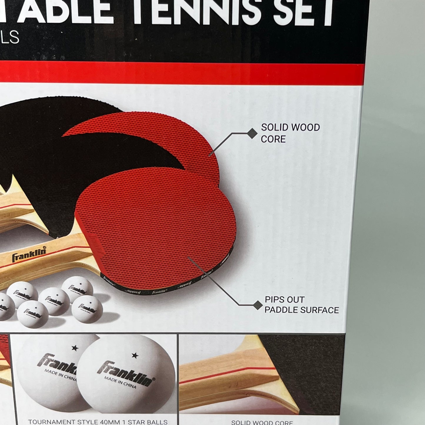 FRANKLIN 4 Player Table Tennis With Paddle and Balls Red/Blue Sides 3230200197