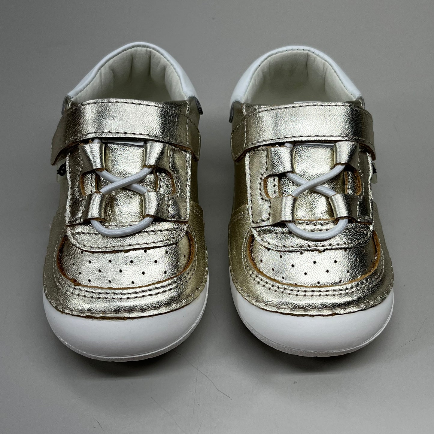 OLD SOLES Baby Rebel Pave Leather Shoe Sz 25 US 9 Gold/White #4090