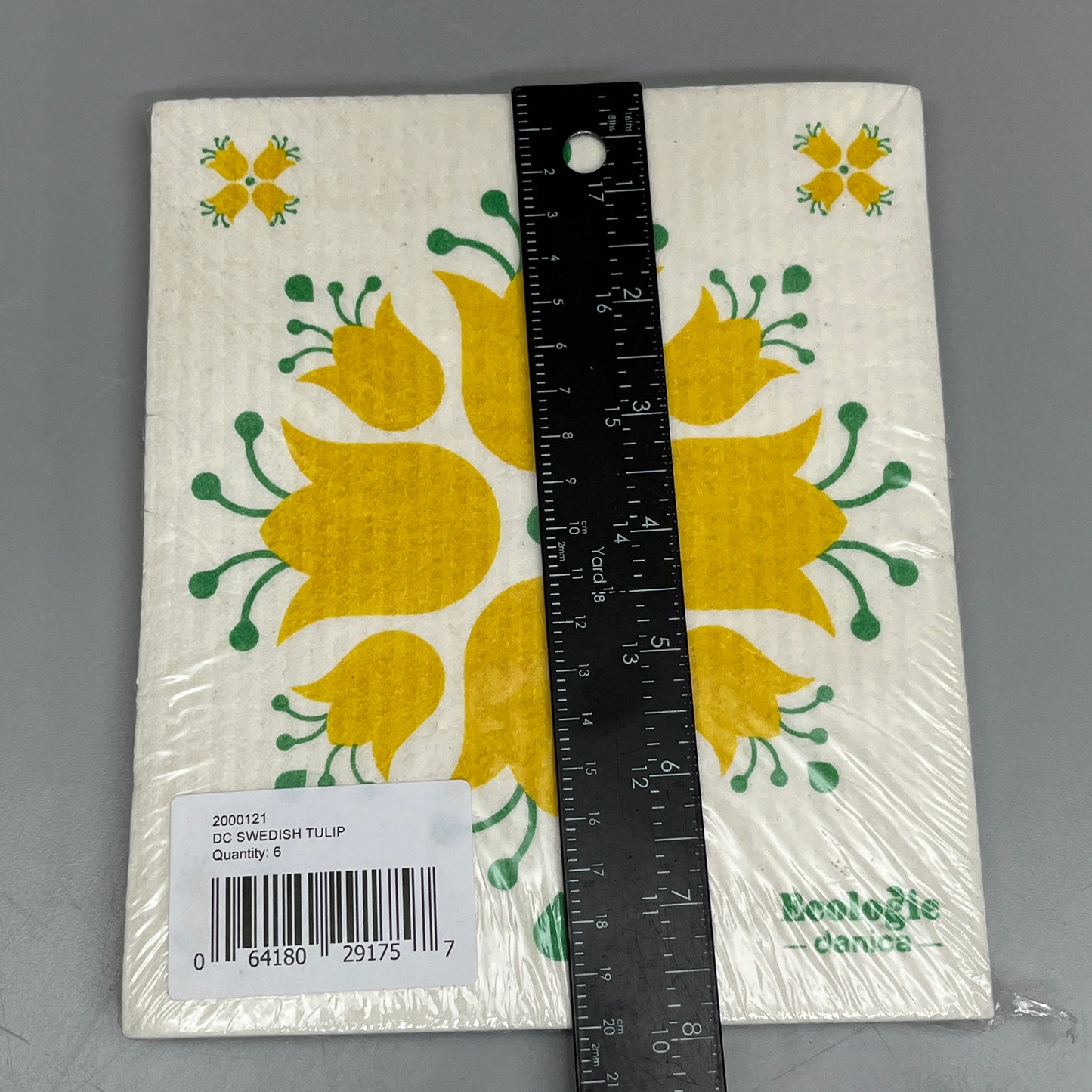 DANICA ECOLOGIE 6-PACK! Swedish Tulip Dishcloth Yellow Flower Print 200121 (New)