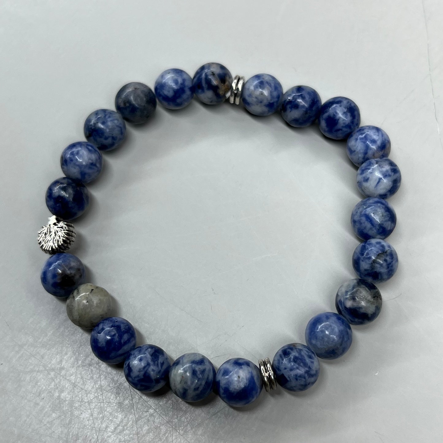 BEST WHOLESALE 6-PACK! Blue Marbled Beaded Crystal Bracelets 3" New