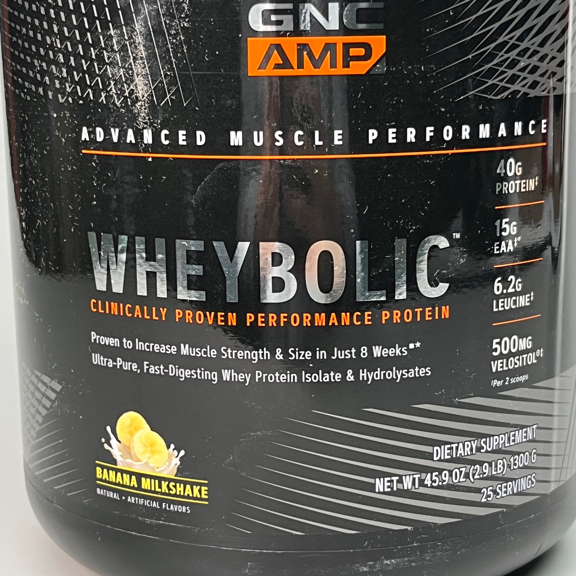 GNC AMP Wheybolic Muscle Performance Banana Milkshake 45.9 oz. 1300g 0