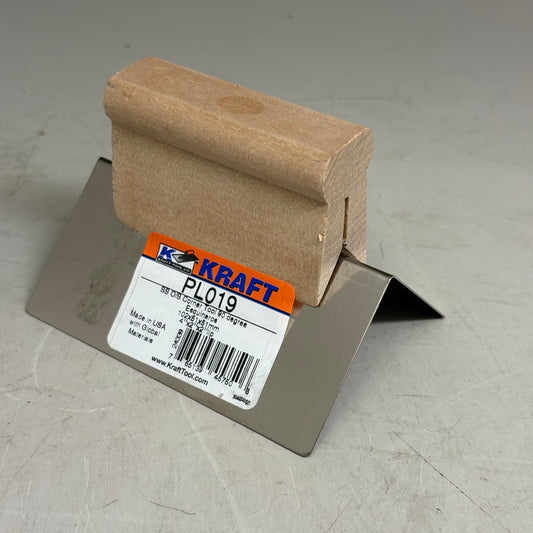 KRAFT TOOL CO 90°Radius Stainless Steel Outside Corner Tool with Wood Handle 4x2