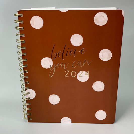 GRAPHIQUE Polka-Dot Believe 2024 Planner Journal 18 Months 8"x10" Brown PUW01524