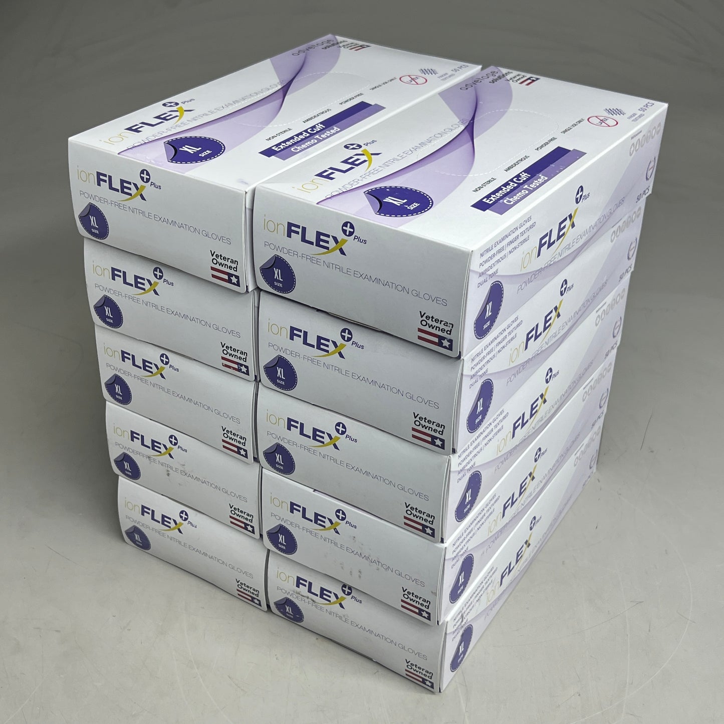 IONFLEX (10 Boxes Of 50) Powder Free Nitrile Exam Gloves XL Blue UV84CSE500 Non-Sterile