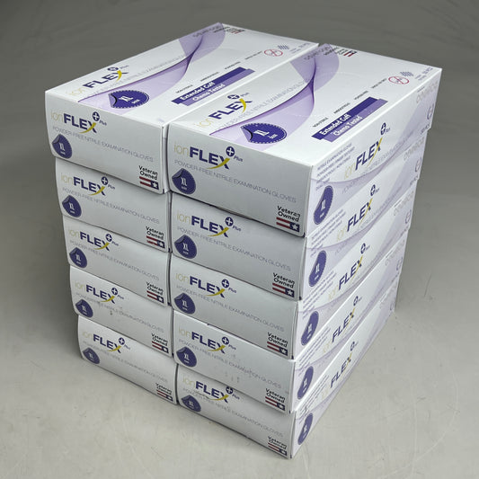 IONFLEX (10 Boxes Of 50) Powder Free Nitrile Exam Gloves XL Blue UV84CSE500 Non-Sterile