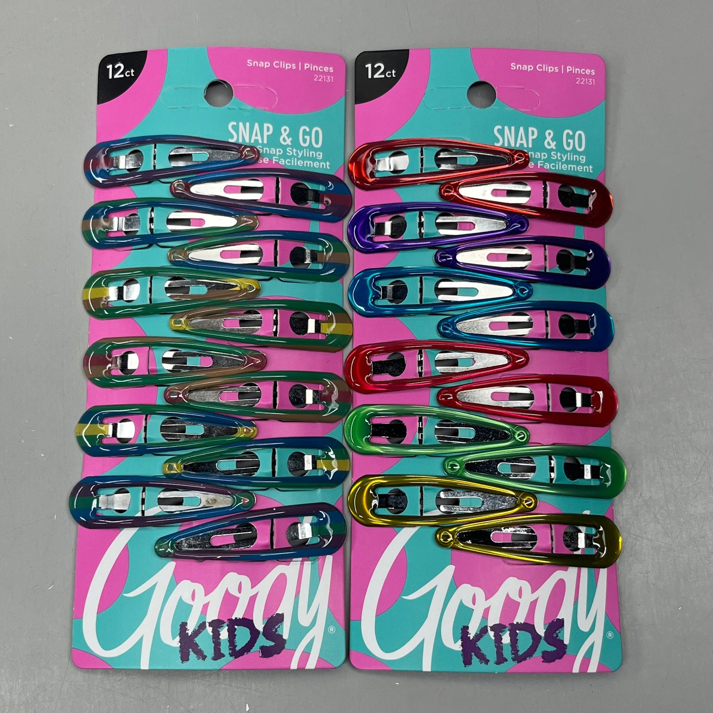 GOODY (6 PACK!) Girl's Snap Hair Clips Assorted Gel Colors 2" 3000663