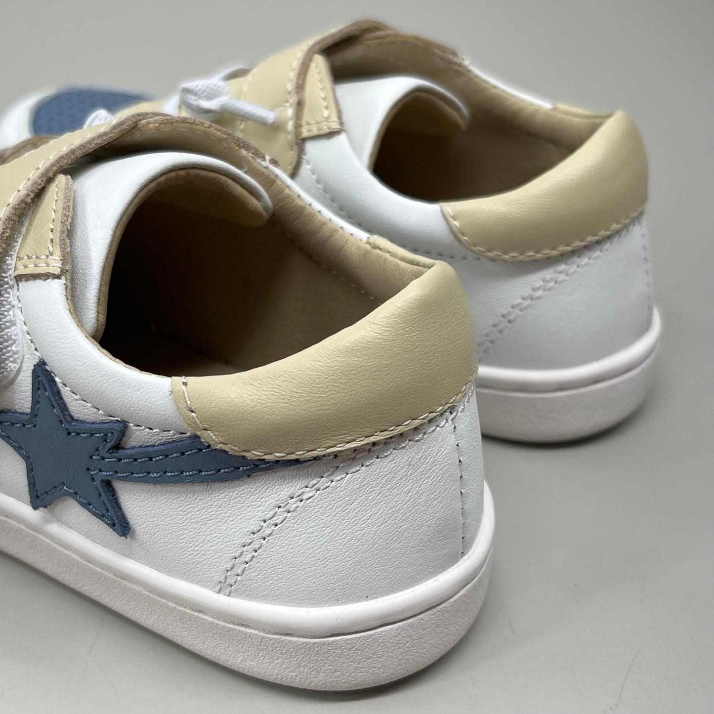 OLD SOLES Runsky Sneakers Leather Shoe Kid’s Sz 28 US 11 Cream/Indigo/Snow #6135