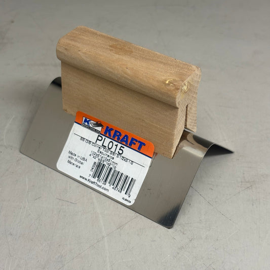 KRAFT TOOL CO Stainless Steel Outside Corner Tool with Wood Handle 4"x2"3/8"R