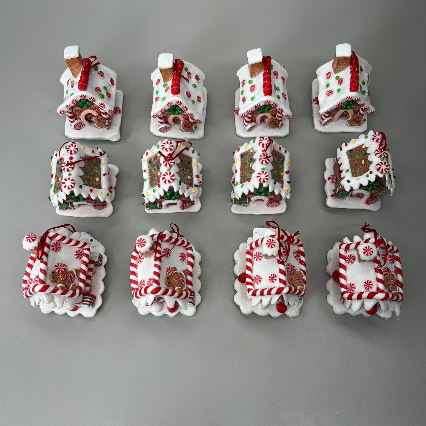 ZA@ RAZ IMPORTS 12-PK Christmas Holiday 3.25" LED Lighted Gingerbread House Ornament 3815534 (New)